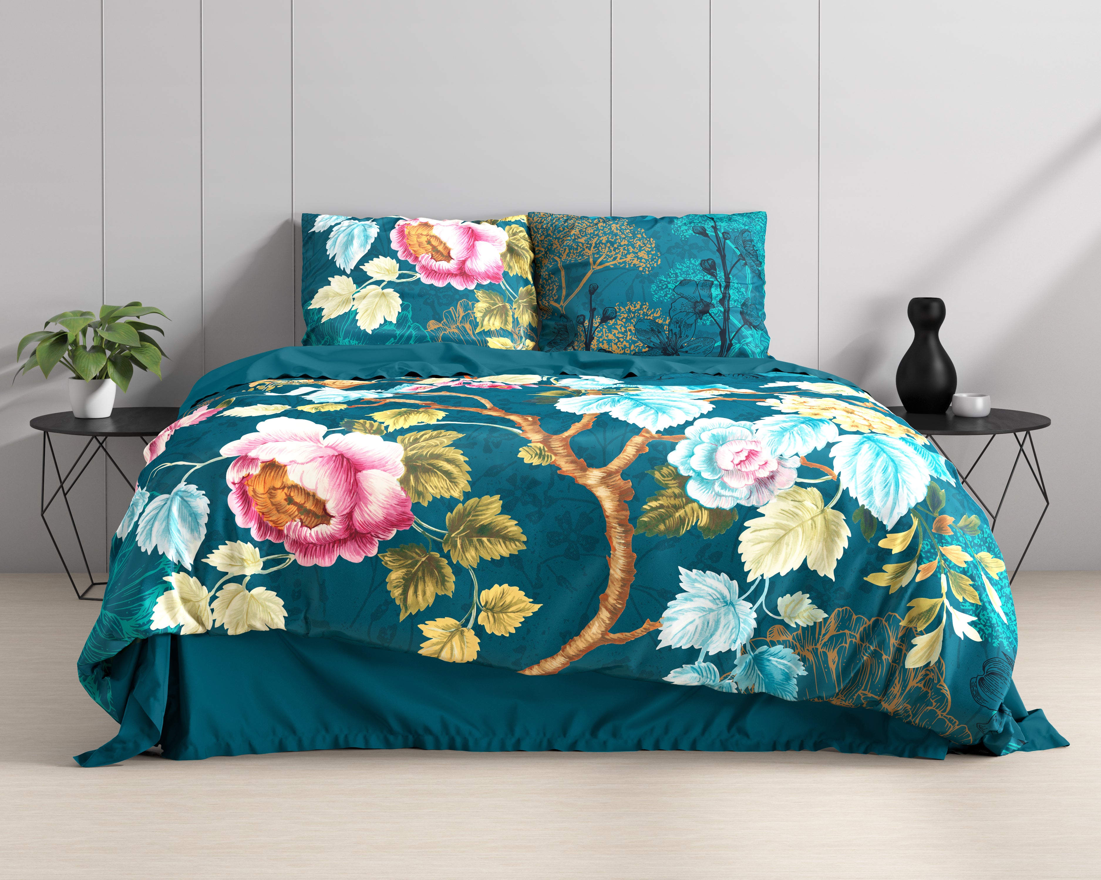 Chanda Blauw Katoenen Dekbedovertrek