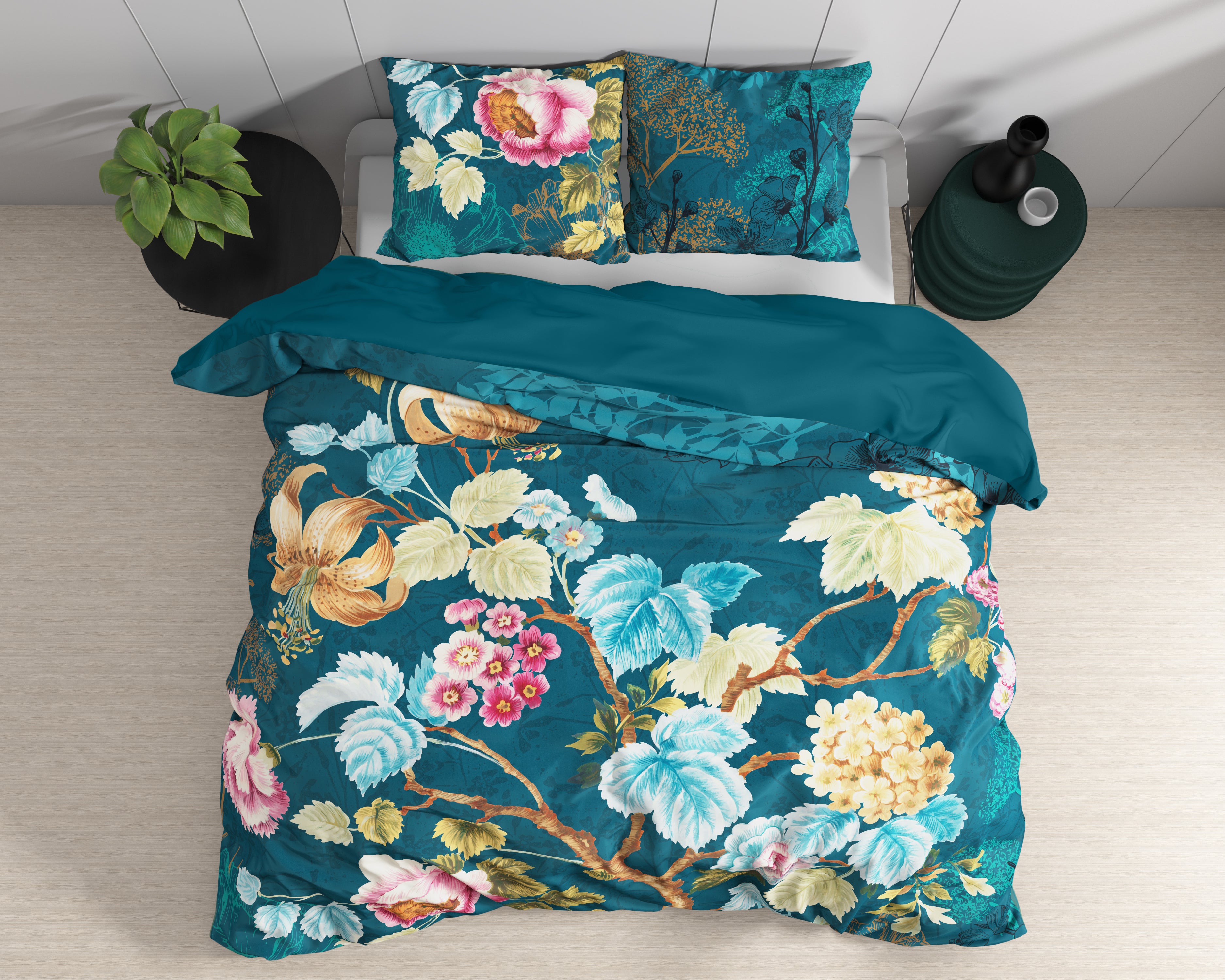 Chanda Blauw Katoenen Dekbedovertrek