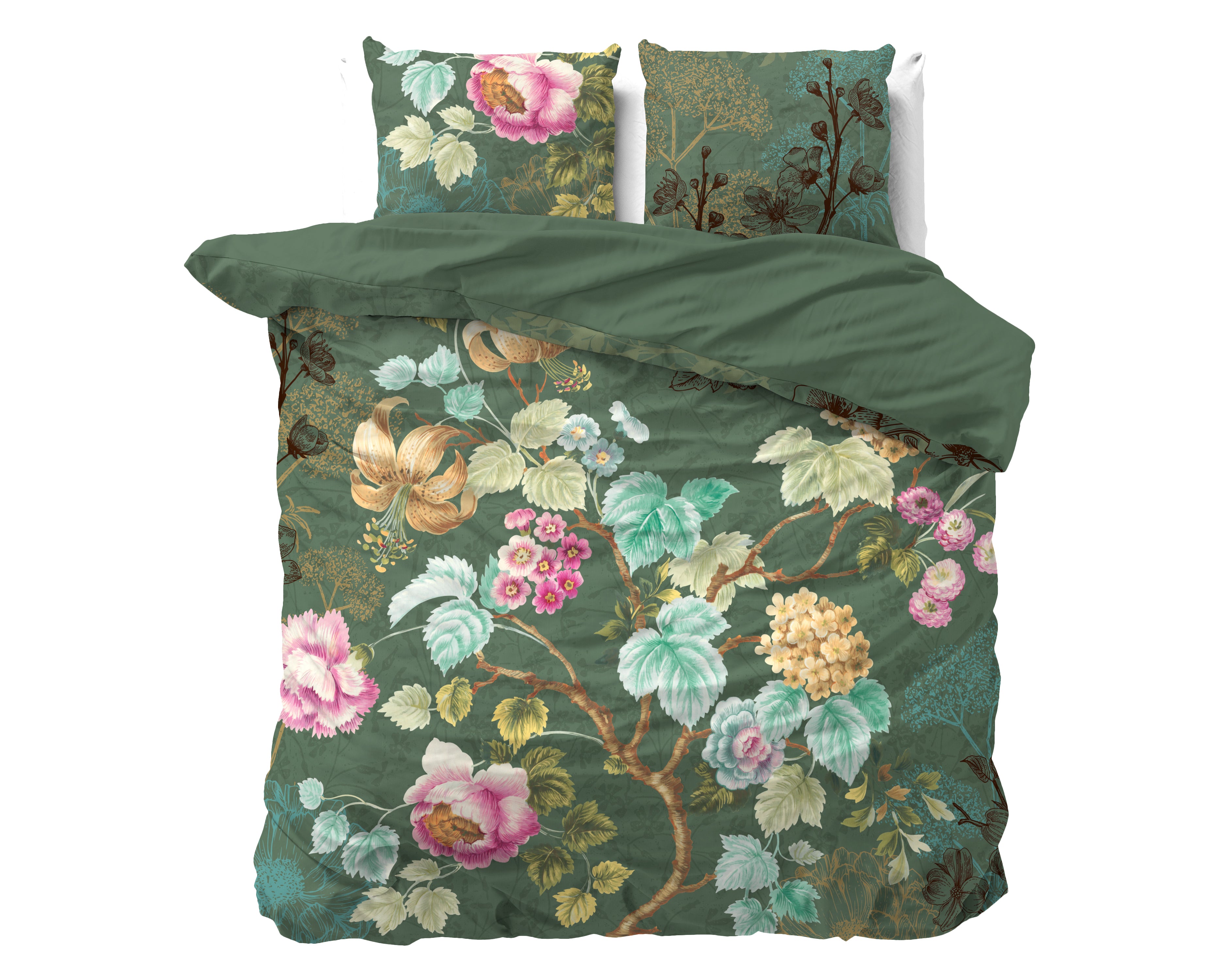 Chanda Olijf groen Katoenen Dekbedovertrek