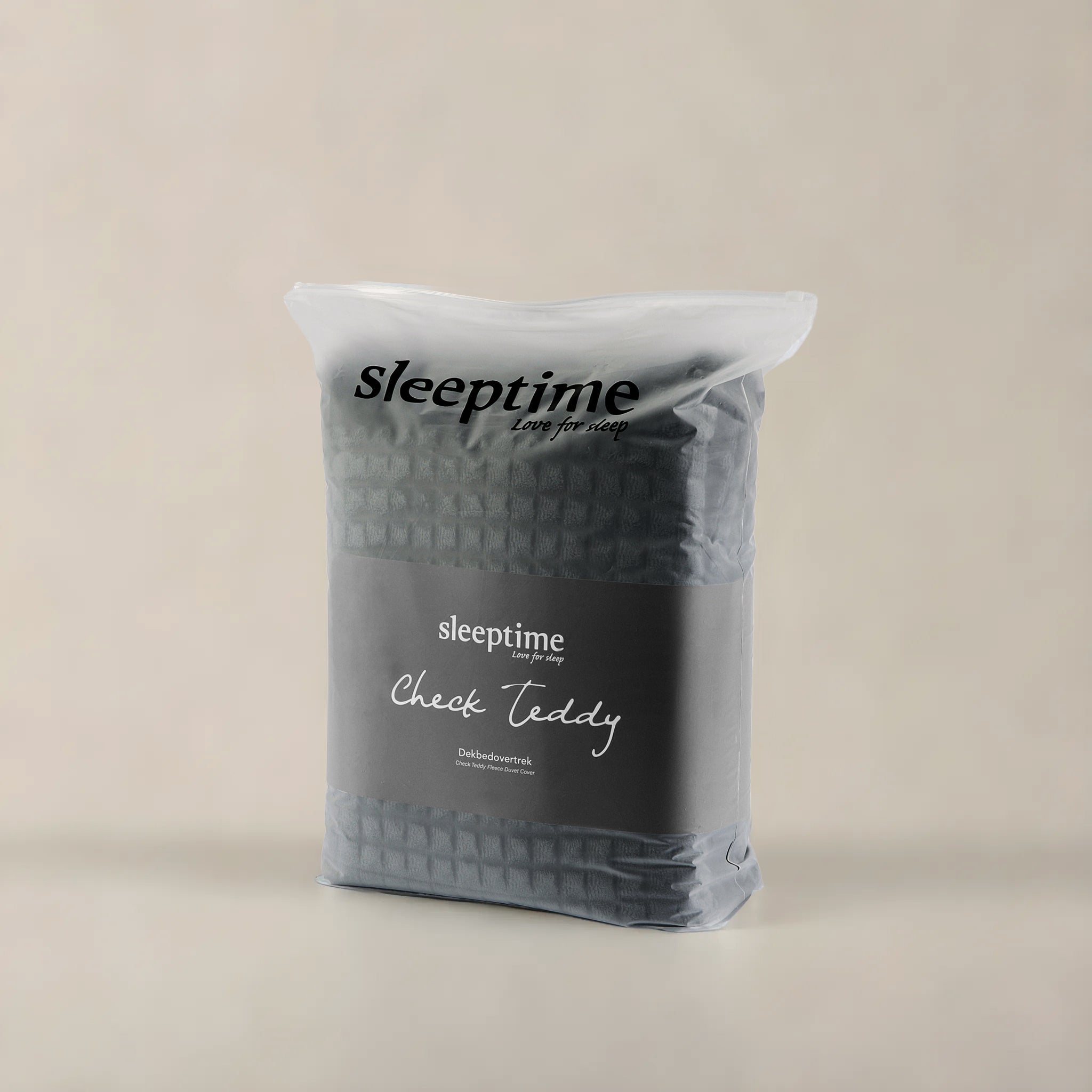 Check teddy anthracite duvet cover