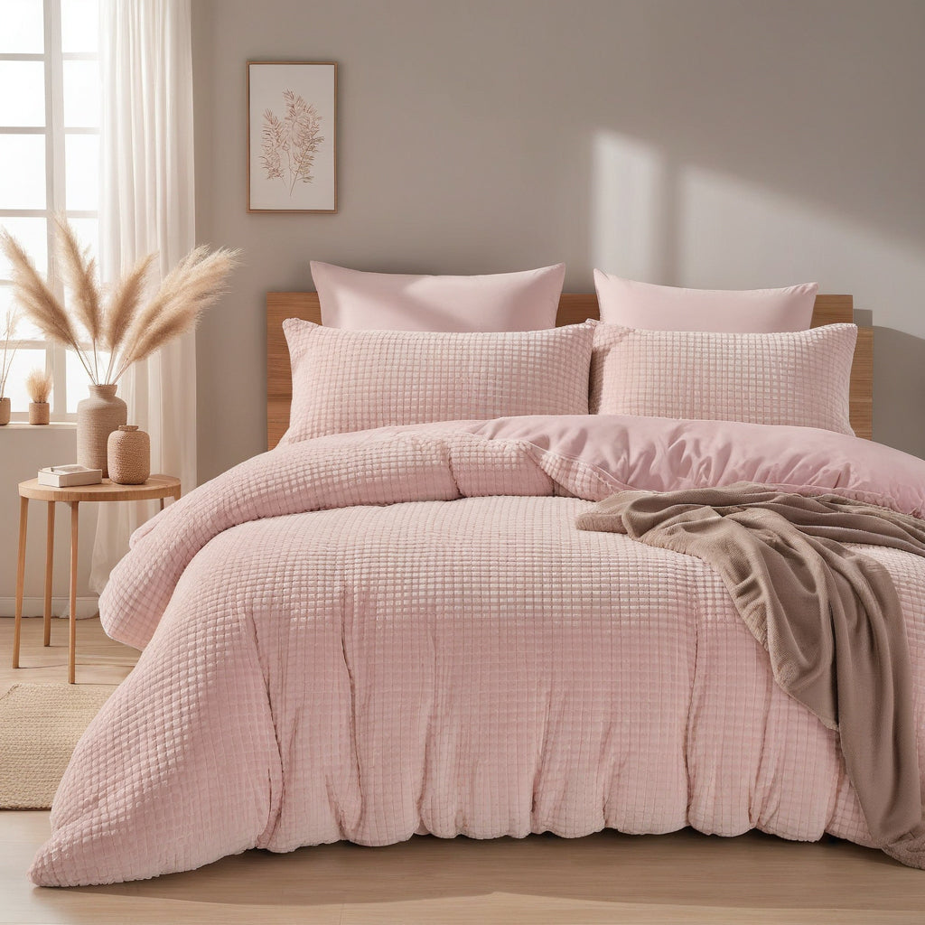 Check teddy Roze Dekbedovertrek - Knuffelende nachtrust - Zacht en warm - Nieuwe Teddy design