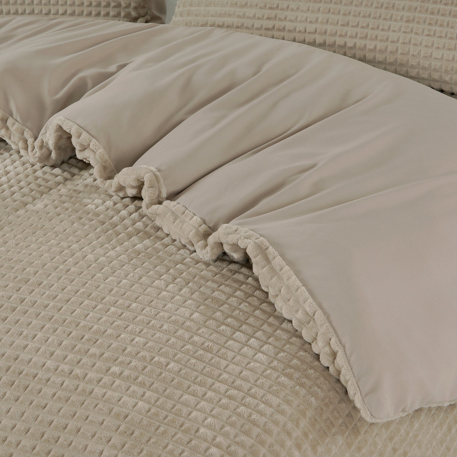 Check teddy Taupe Dekbedovertrek - Knuffelende nachtrust - Zacht en warm - Nieuwe Teddy design