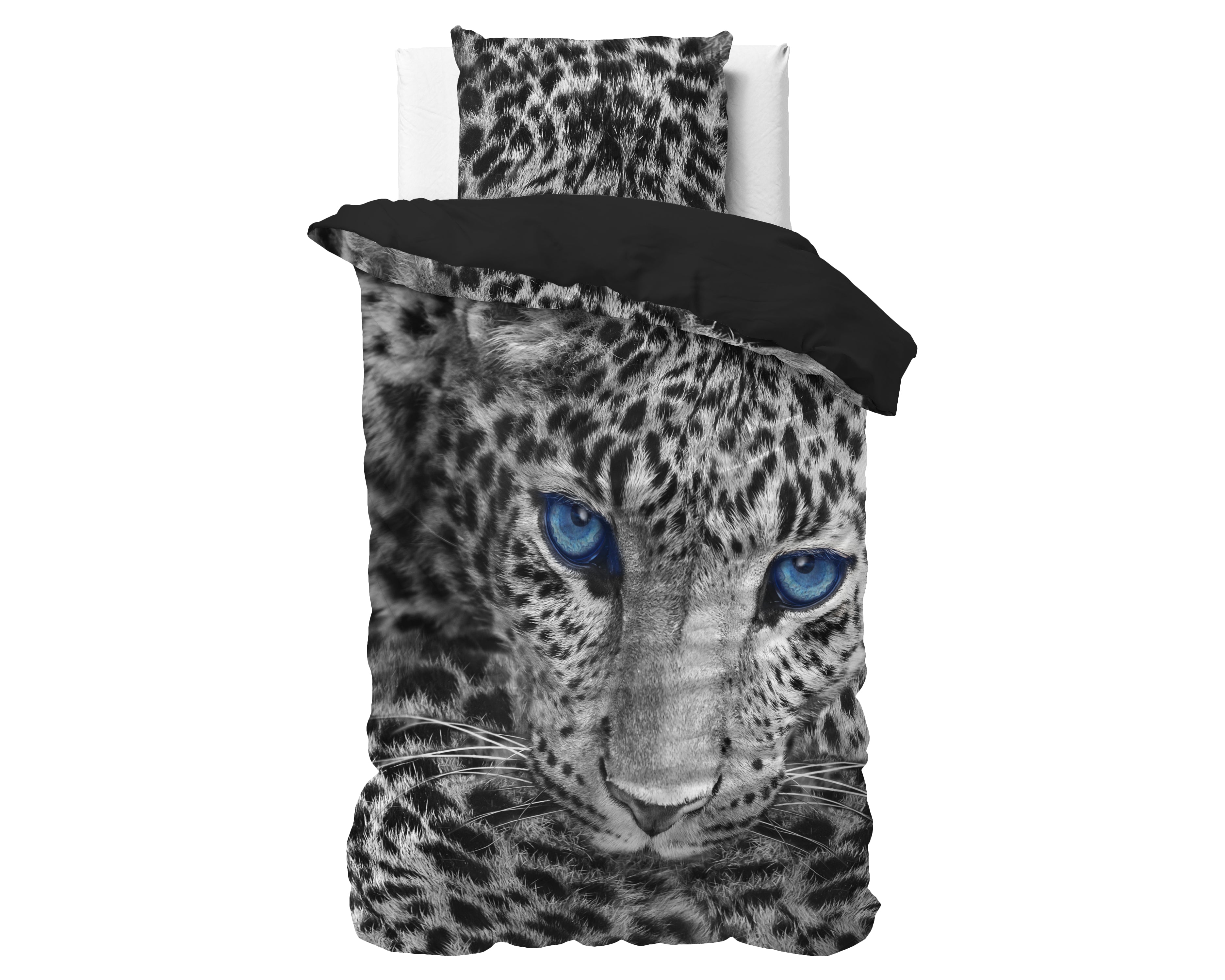 Cheetah Dekbedovertrek Grijs - Ademend katoen - Trendy designs - Met drukknopen