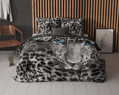 Cheetah Dekbedovertrek Grijs - Ademend katoen - Trendy designs - Met drukknopen