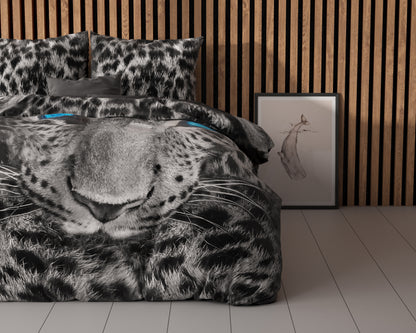 Cheetah Dekbedovertrek Grijs - Ademend katoen - Trendy designs - Met drukknopen