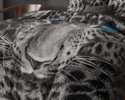 Cheetah Dekbedovertrek Grijs - Ademend katoen - Trendy designs - Met drukknopen