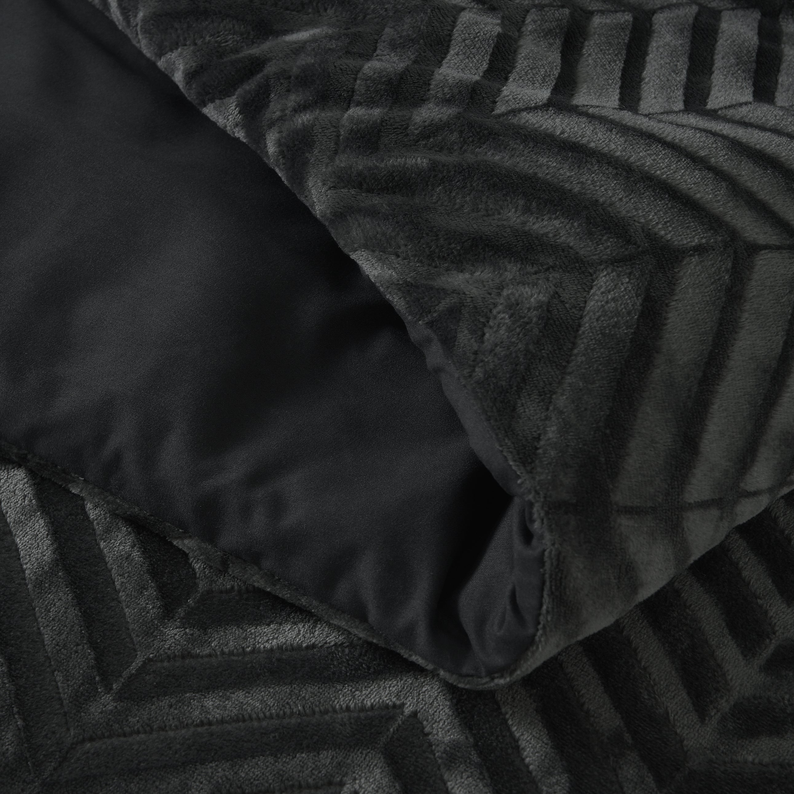 Chevron Teddy Dekbedovertrek Antraciet - Trendy design - Zacht en warm - Luxe uitstraling