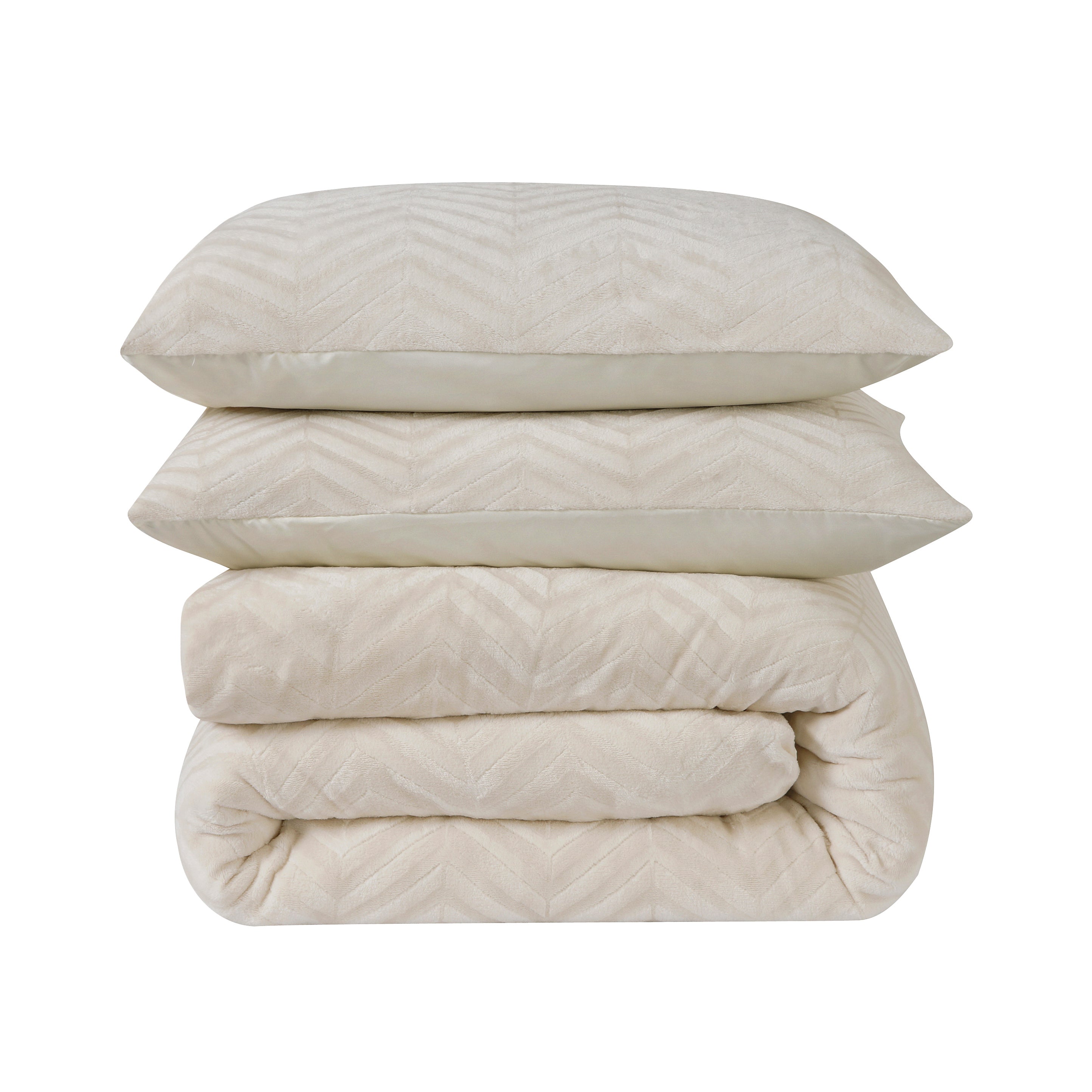 Chevron Teddy Dekbedovertrek Créme - Trendy design - Zacht en warm - Luxe uitstraling