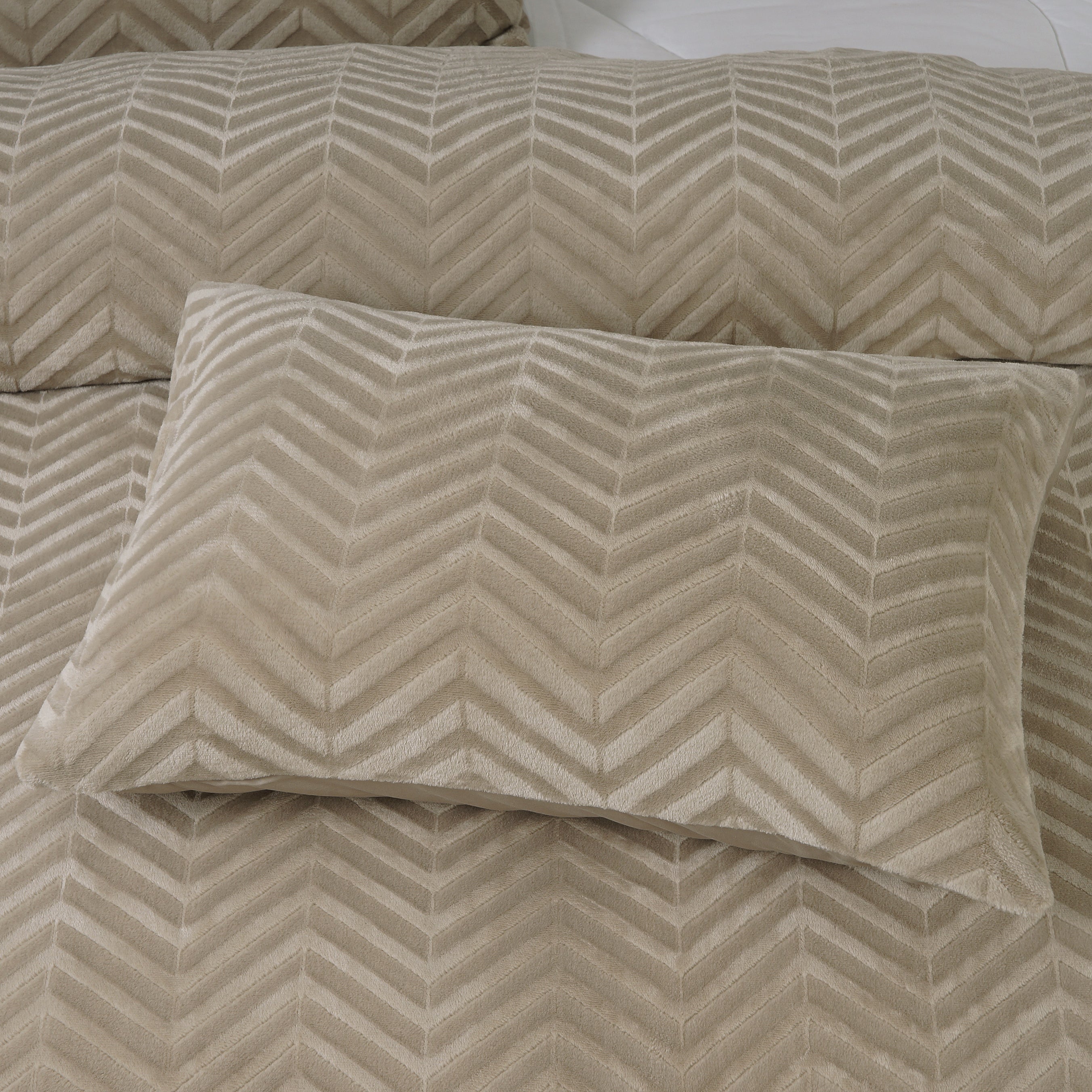 Chevron Teddy Dekbedovertrek Taupe - Trendy design - Zacht en warm - Luxe uitstraling