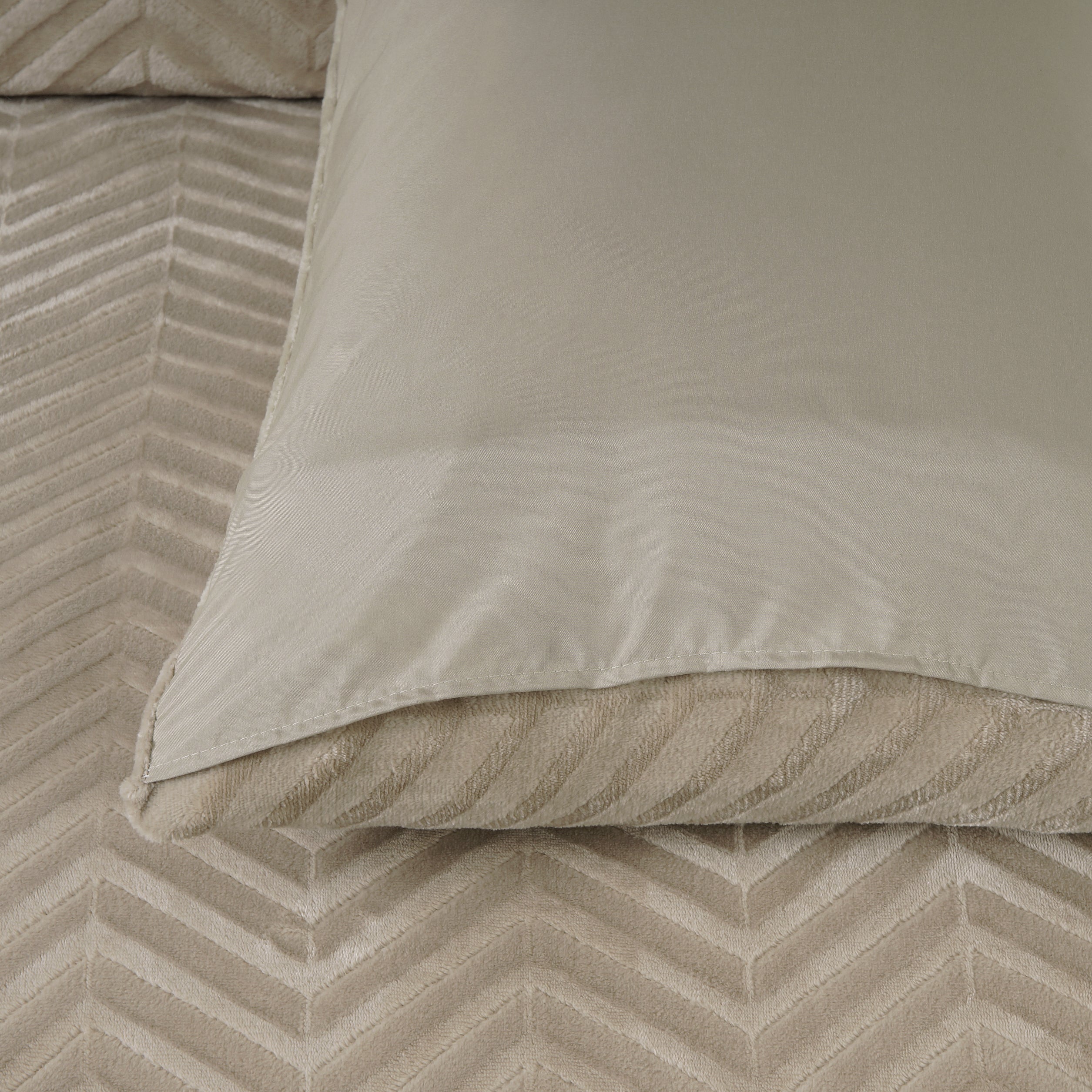 Chevron Teddy Dekbedovertrek Taupe - Trendy design - Zacht en warm - Luxe uitstraling