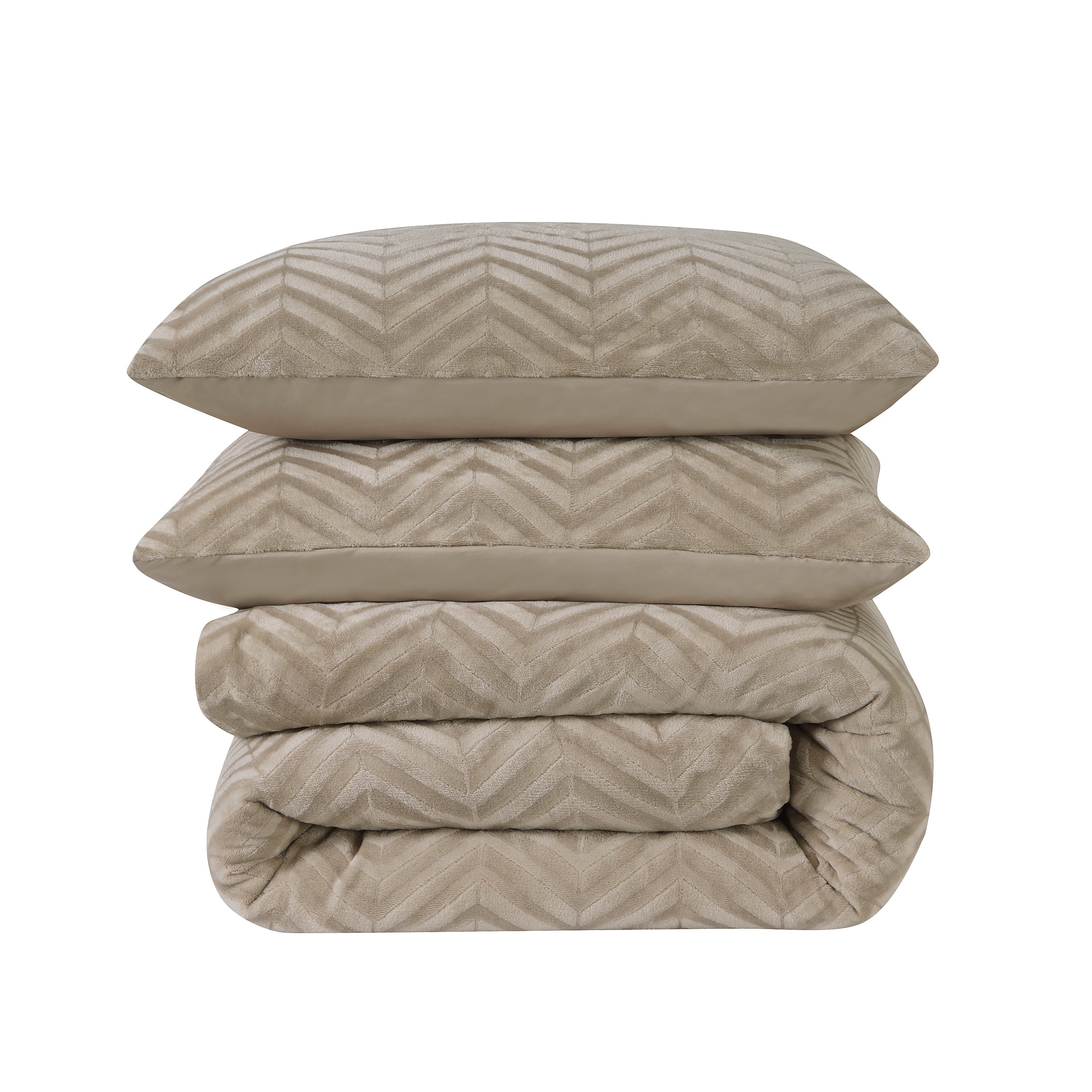 Chevron Teddy Dekbedovertrek Taupe - Trendy design - Zacht en warm - Luxe uitstraling