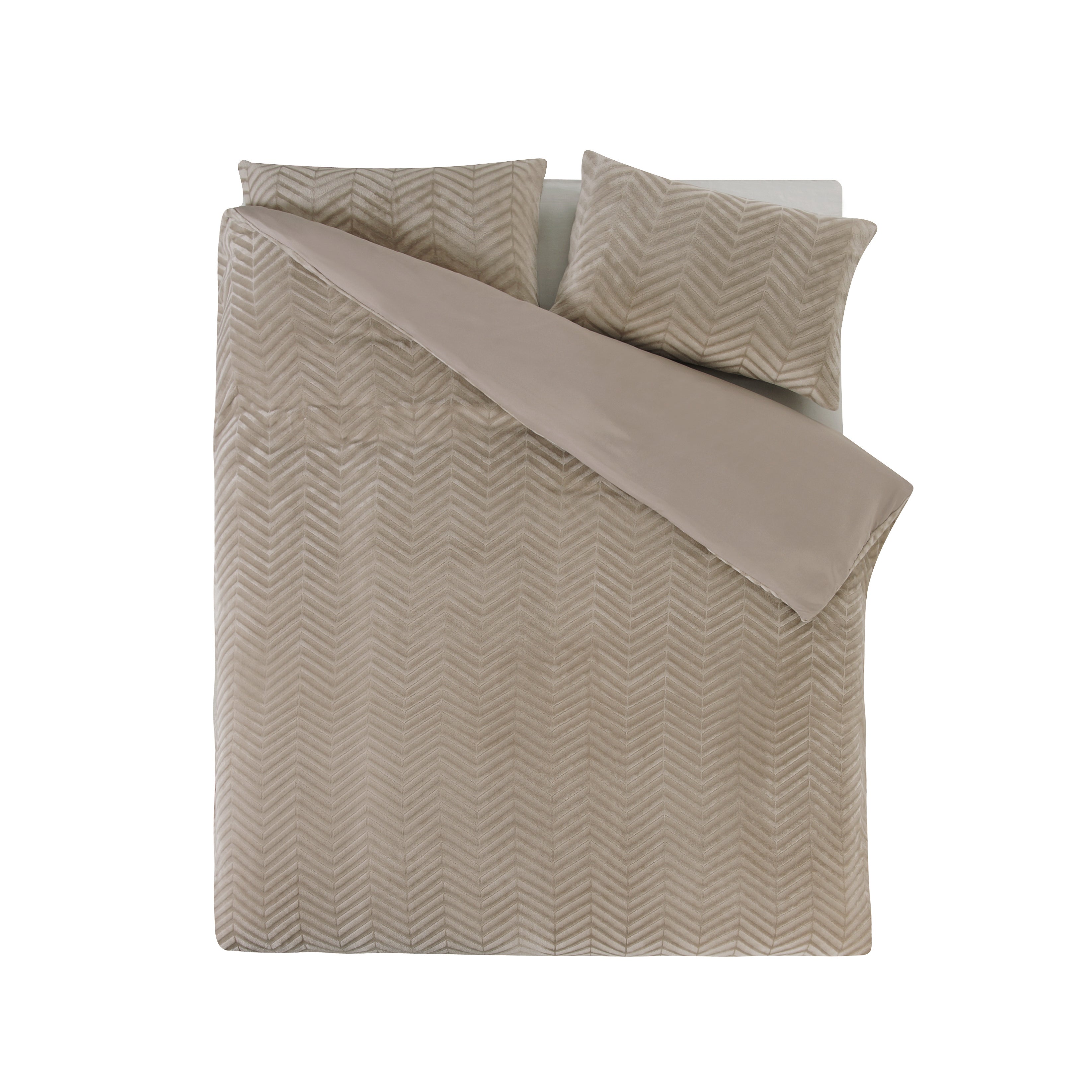 Chevron Teddy Dekbedovertrek Taupe - Trendy design - Zacht en warm - Luxe uitstraling