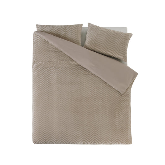 Chevron Teddy Dekbedovertrek Taupe - Trendy design - Zacht en warm - Luxe uitstraling