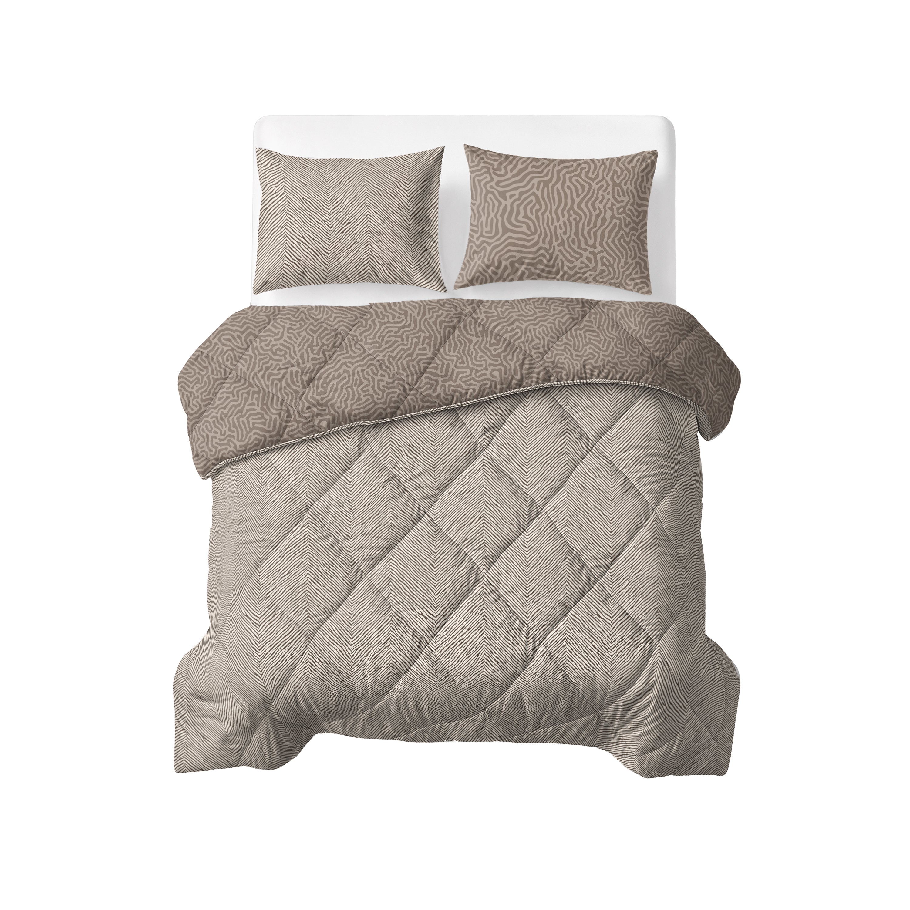 All-in One Lazy Dekbed Solitude Taupe - Dekbed met kussenslopen