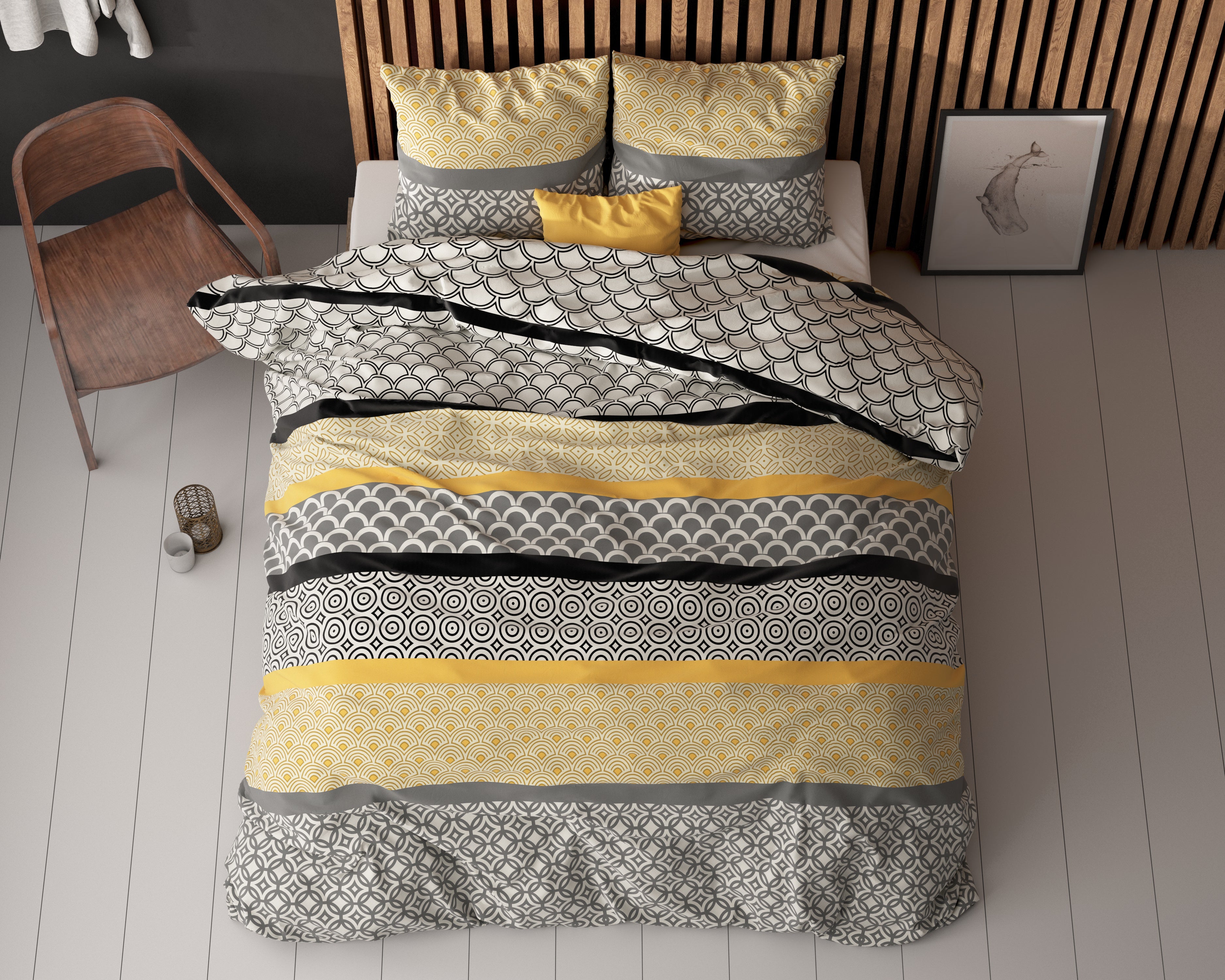 Chezka Dekbedovertrek Grijs - Katoen geweven - Strijkvrij - Leuke prints
