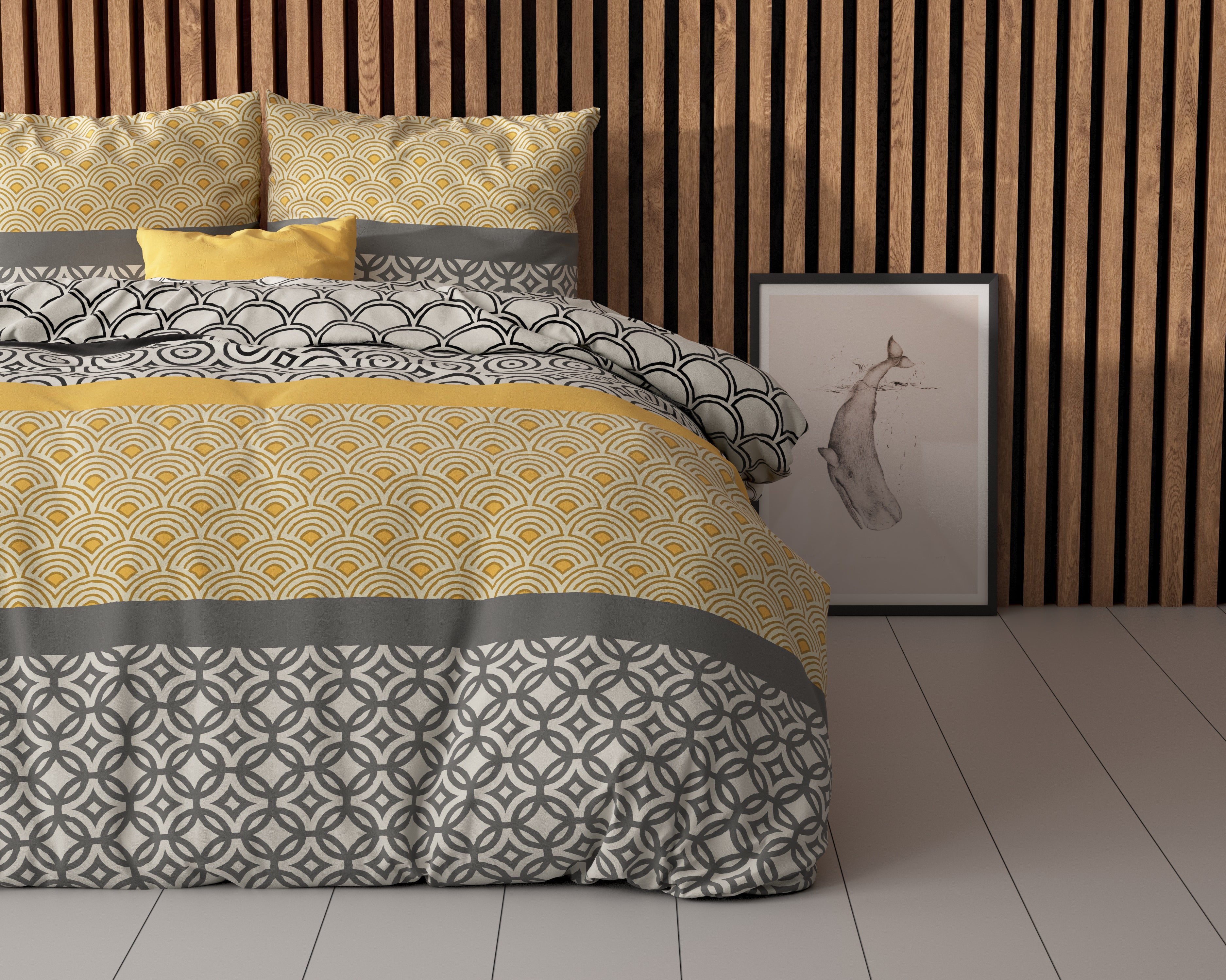 Chezka Dekbedovertrek Grijs - Katoen geweven - Strijkvrij - Leuke prints