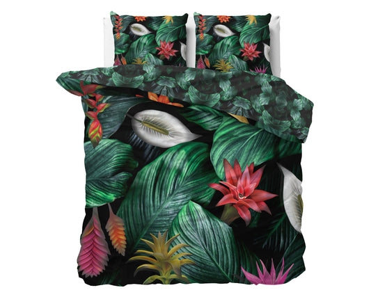 Cintia Groen Dekbedovertrek - Luxe Satijn - Hoge kwaliteit - Trendy prints