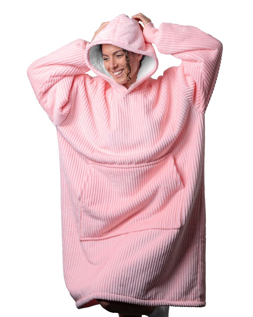 Corduroy Rib Hoody Long - Oud Roze - 120 cm