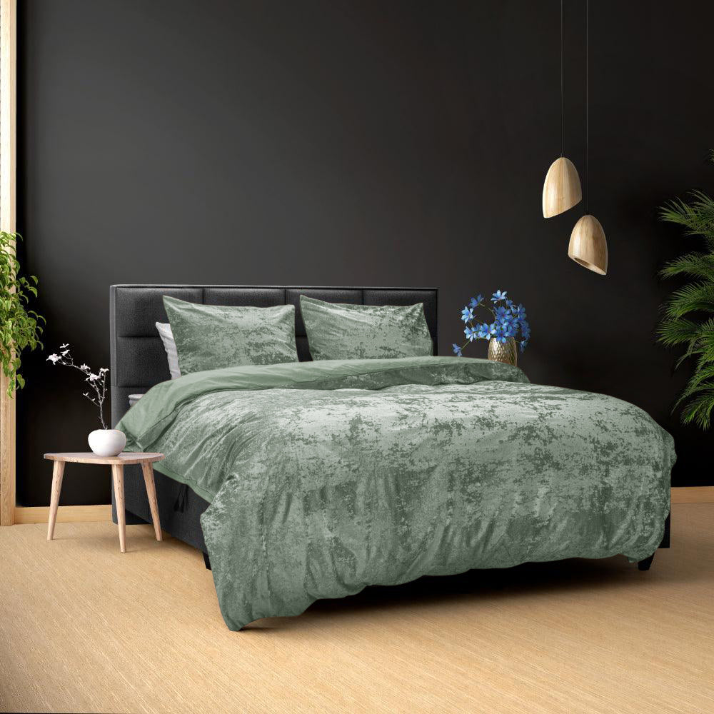 Crystal Velvet Dekbedovertrek Pistachio Groen - Crushed effect - Fluweel zacht - Luxe verpakt