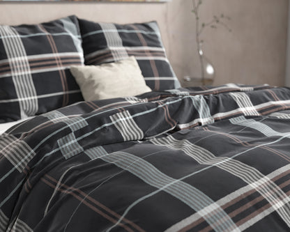DH Flanel Bruce Taupe Dekbedovertrek - Dik flanel - Heerlijk warm - Zware kwaliteit