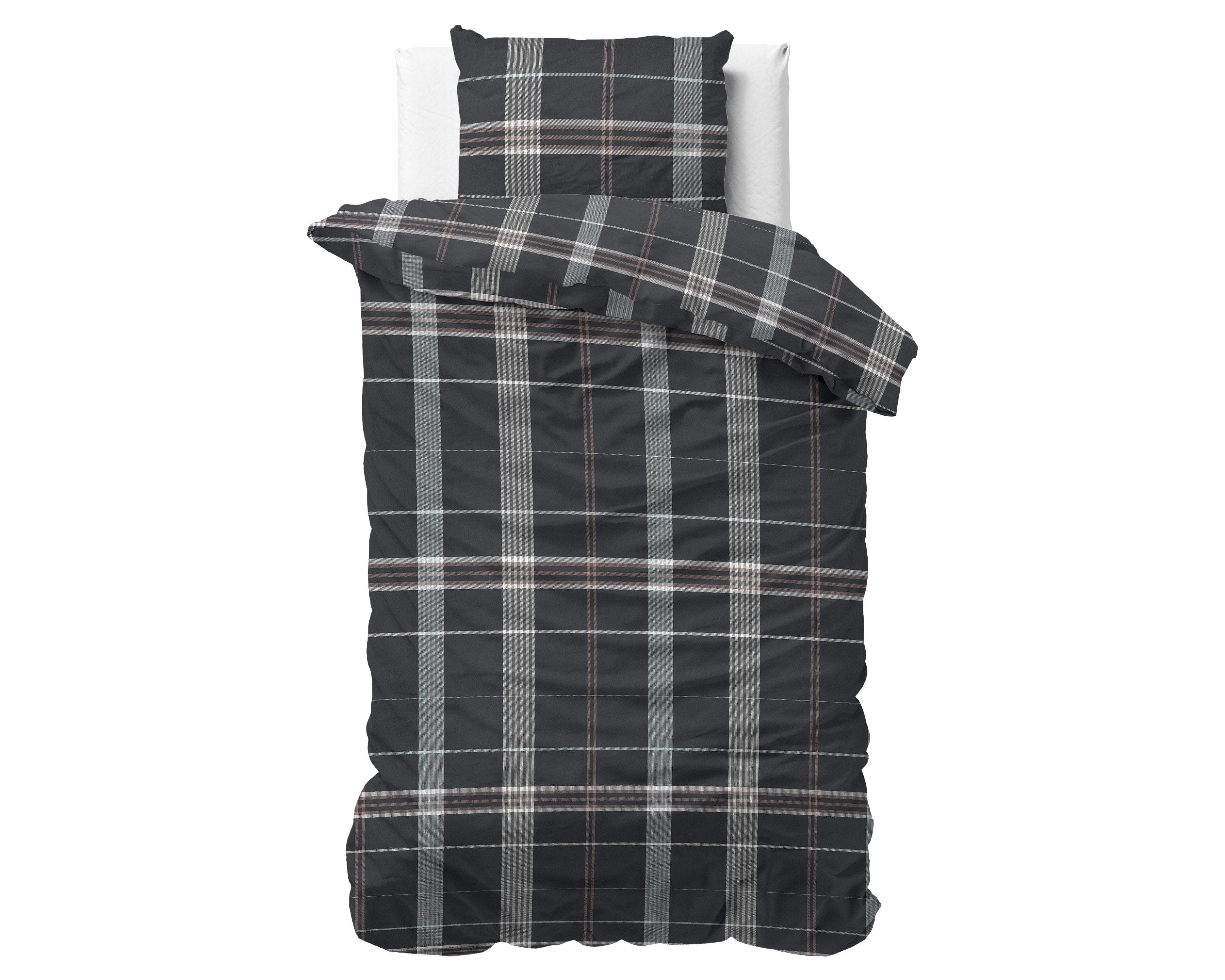 DH Flanel Bruce Taupe Dekbedovertrek - Dik flanel - Heerlijk warm - Zware kwaliteit
