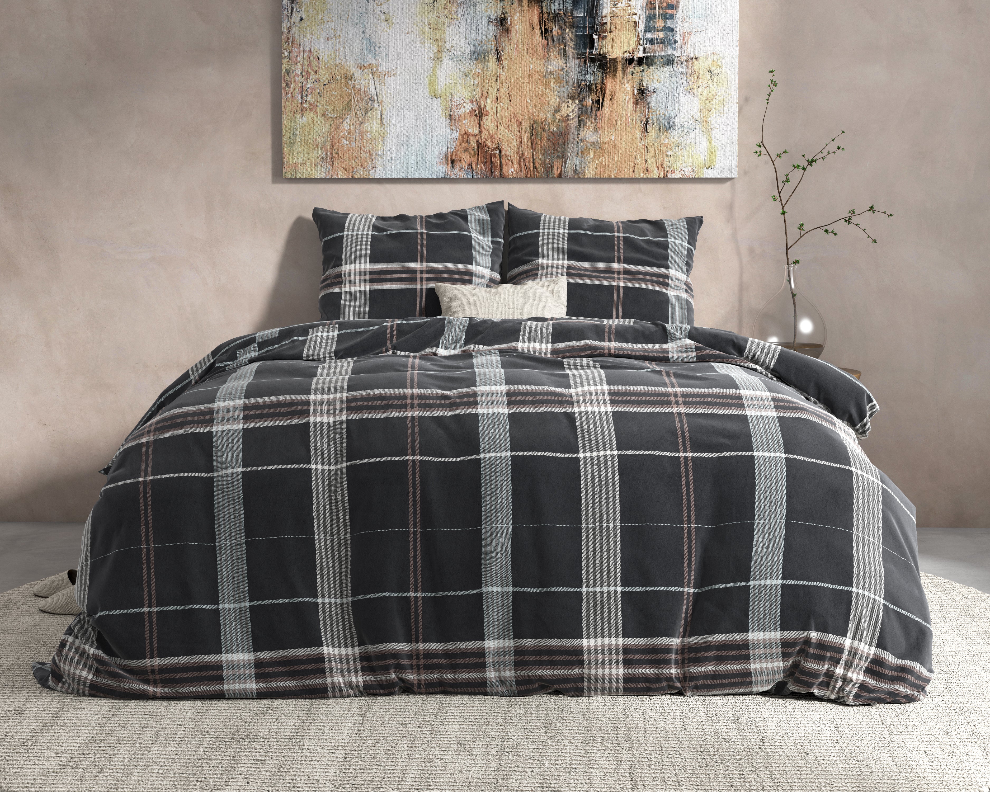 DH Flanel Bruce Taupe Dekbedovertrek - Dik flanel - Heerlijk warm - Zware kwaliteit