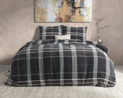 DH Flanel Bruce Taupe Dekbedovertrek - Dik flanel - Heerlijk warm - Zware kwaliteit