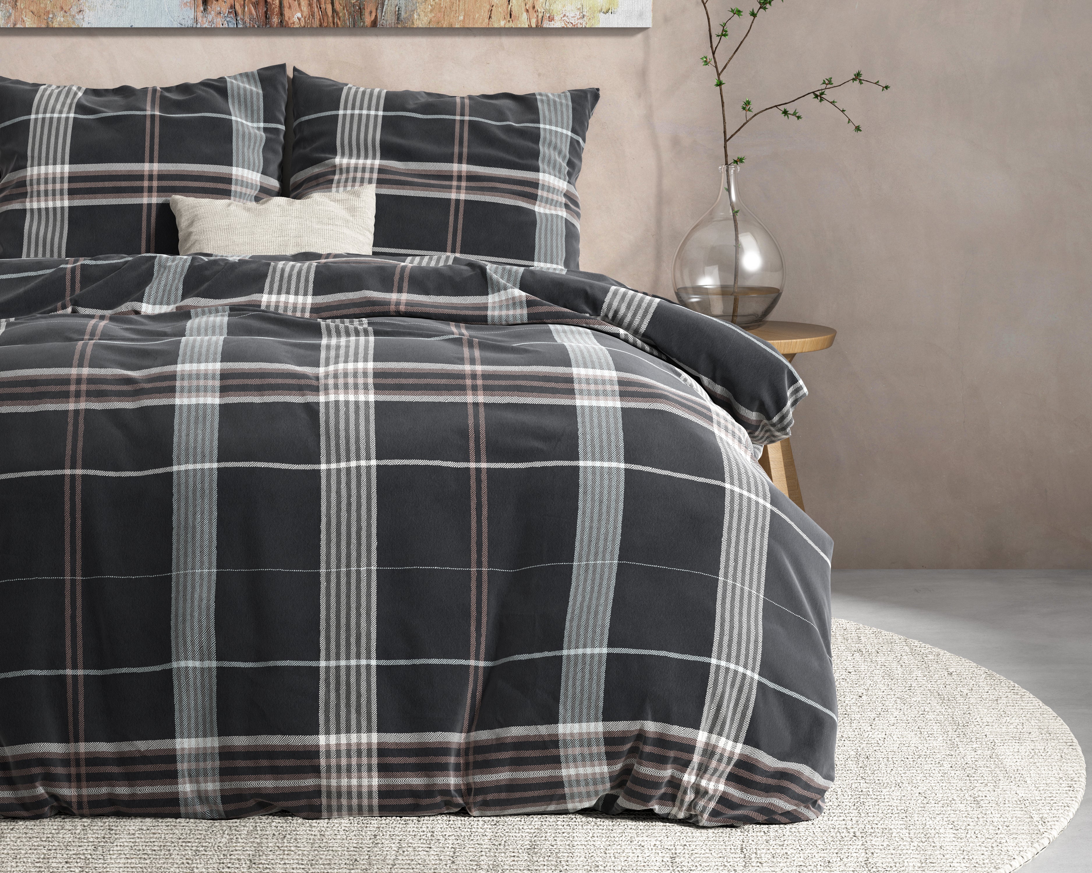 DH Flanel Bruce Taupe Dekbedovertrek - Dik flanel - Heerlijk warm - Zware kwaliteit