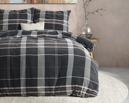 DH Flanel Bruce Taupe Dekbedovertrek - Dik flanel - Heerlijk warm - Zware kwaliteit
