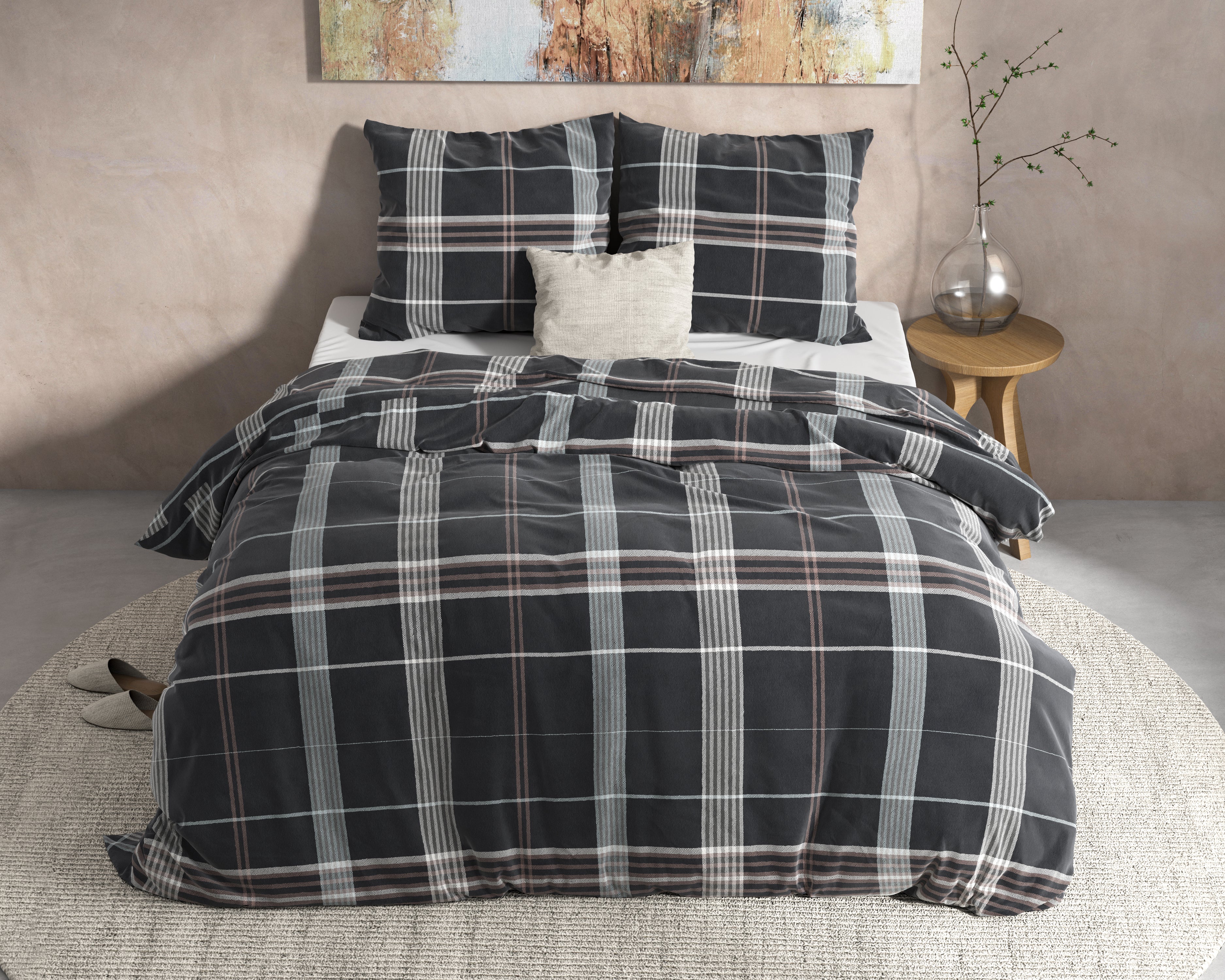 DH Flanel Bruce Taupe Dekbedovertrek - Dik flanel - Heerlijk warm - Zware kwaliteit