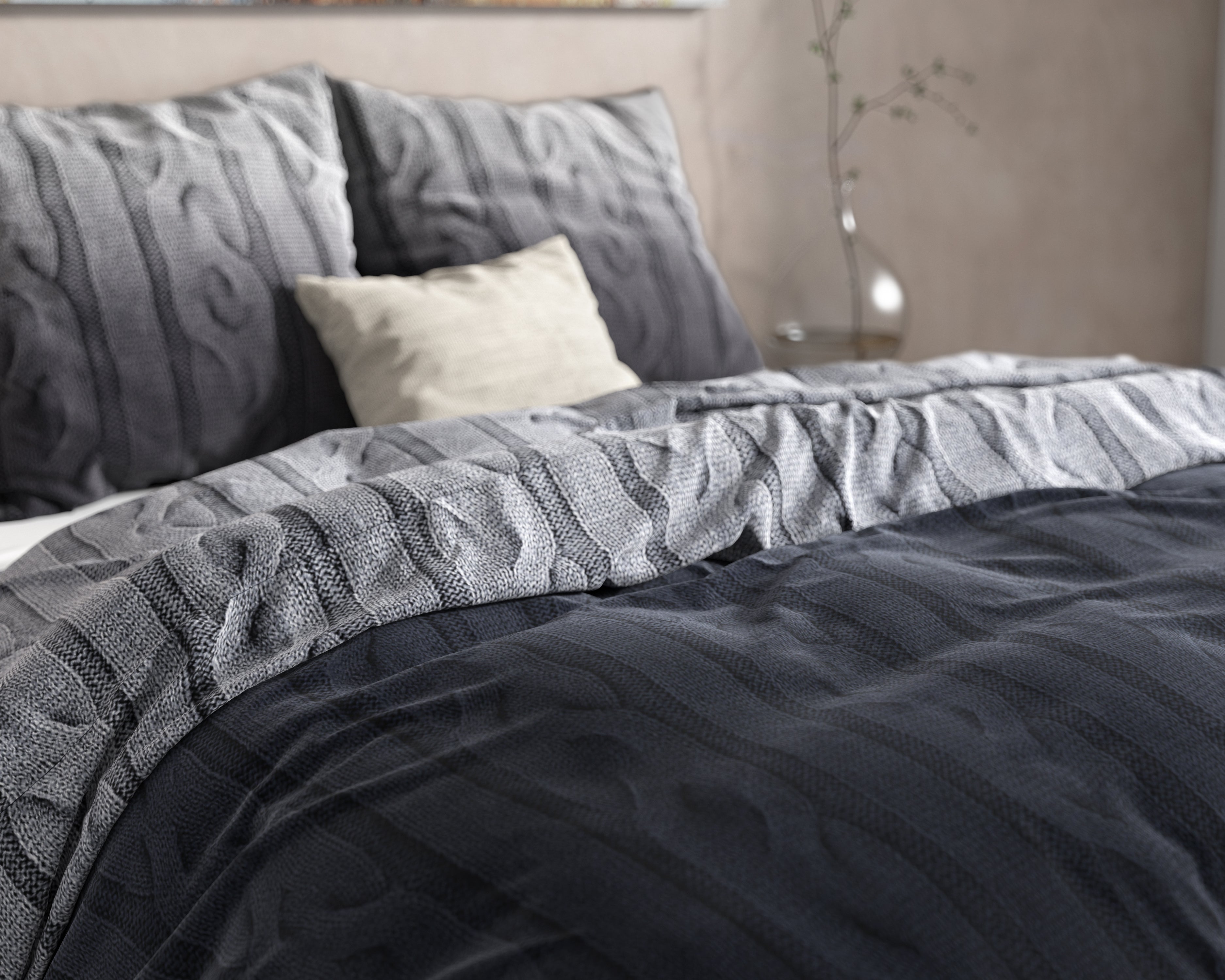 DH Flanel Dante Anthracite Duvet Cover - Thick flannel - Wonderfully warm - Heavy quality