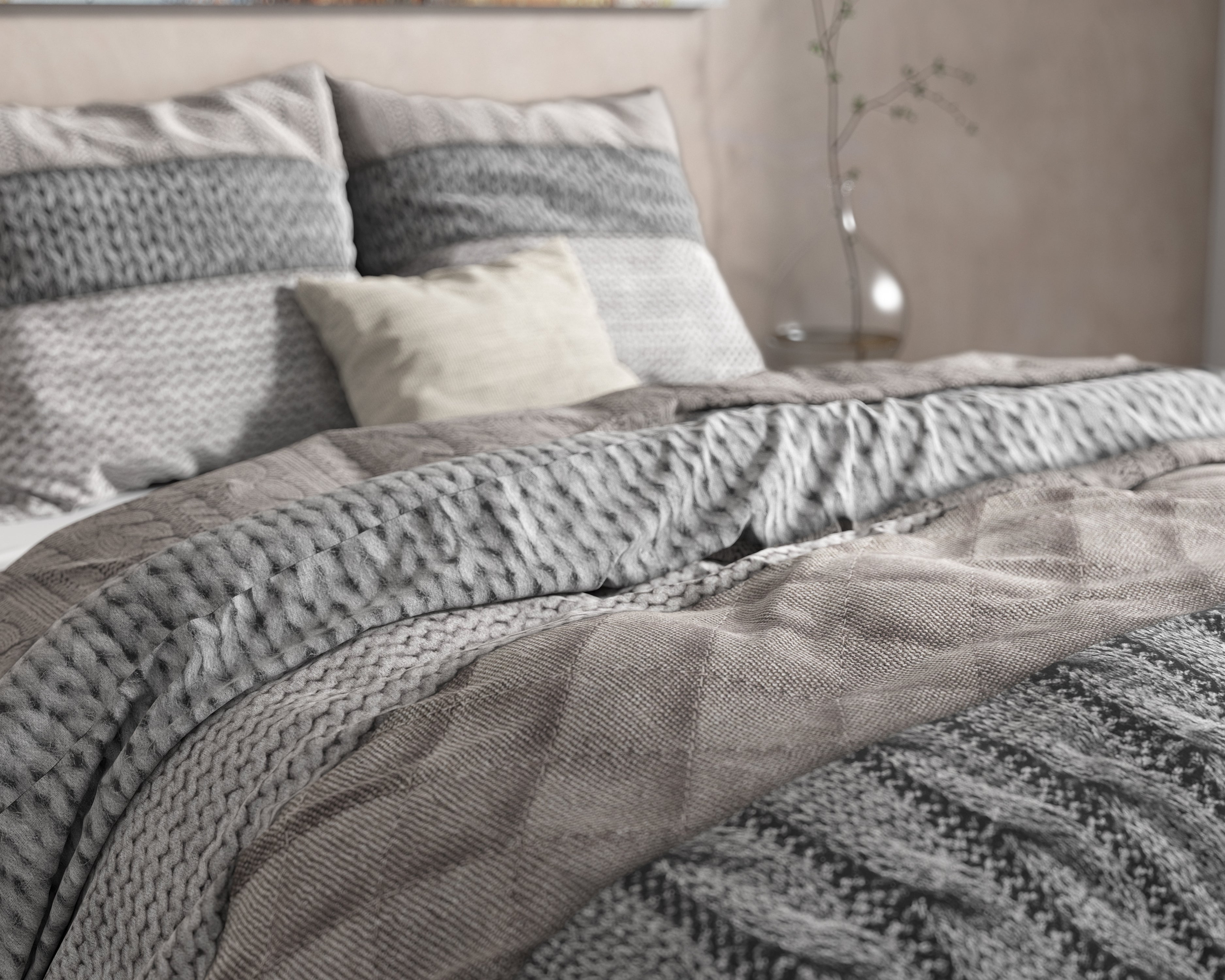 DH Flanel Elin Taupe Dekbedovertrek - Dik flanel - Heerlijk warm - Zware kwaliteit