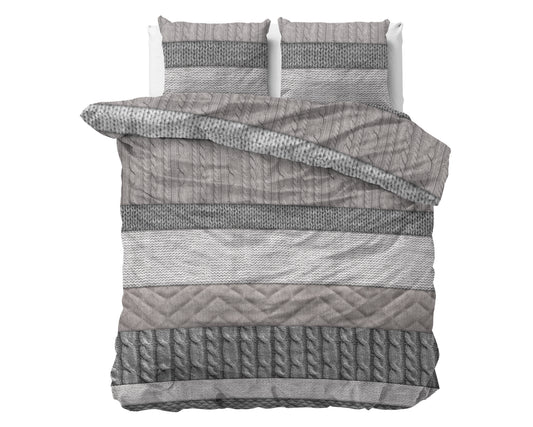 DH Flanel Elin Taupe Dekbedovertrek - Dik flanel - Heerlijk warm - Zware kwaliteit