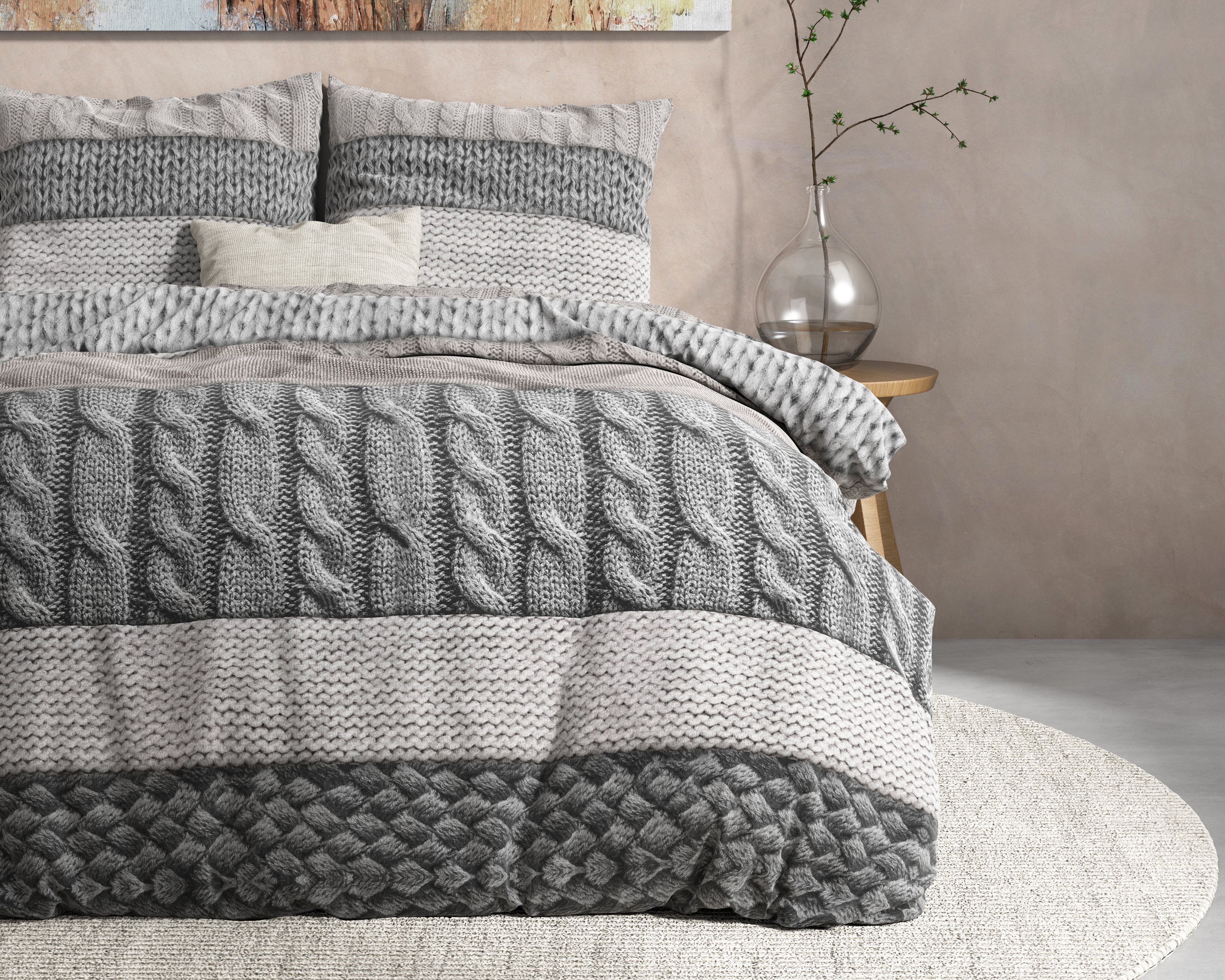 DH Flanel Elin Taupe Dekbedovertrek - Dik flanel - Heerlijk warm - Zware kwaliteit