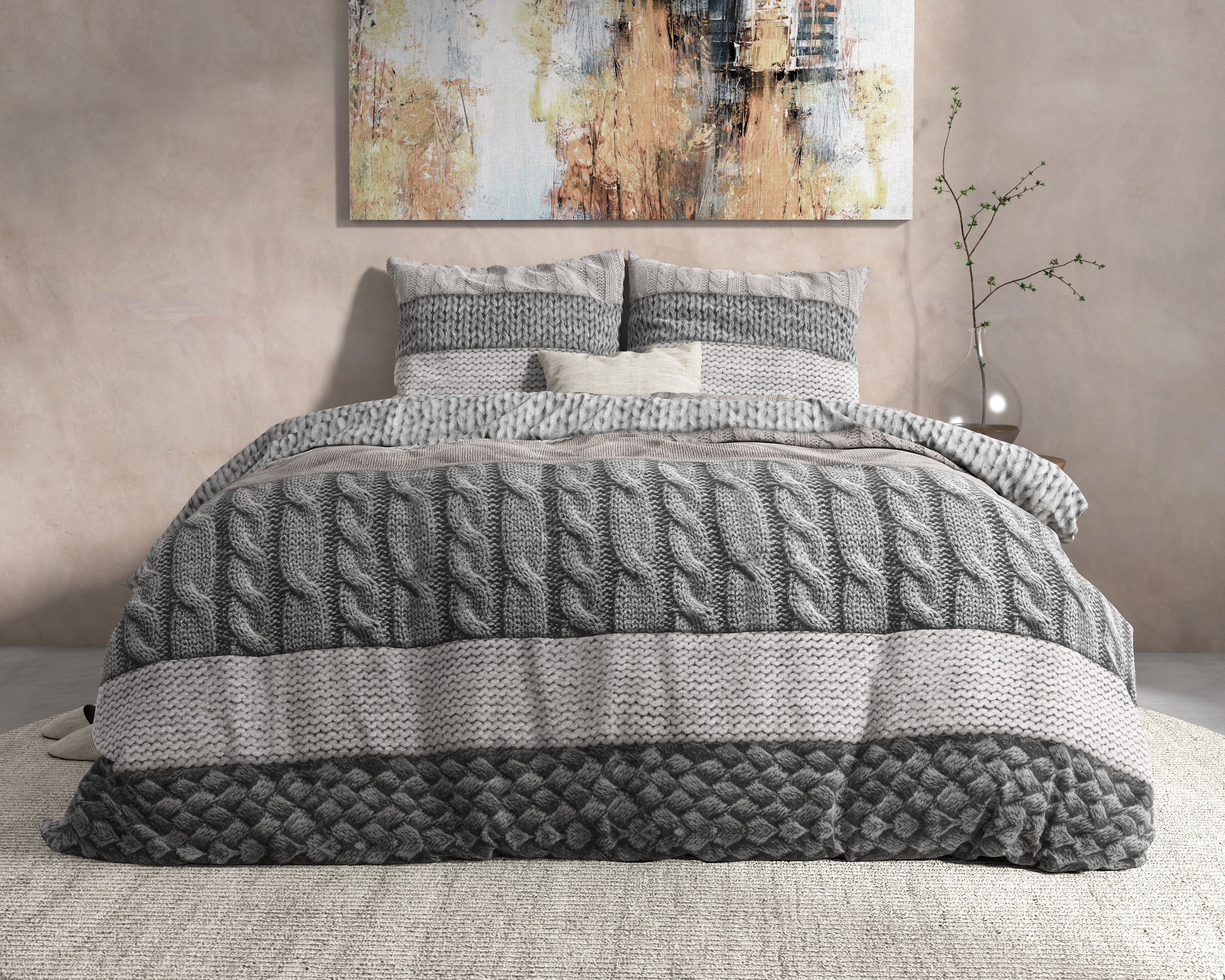 DH Flanel Elin Taupe Dekbedovertrek - Dik flanel - Heerlijk warm - Zware kwaliteit