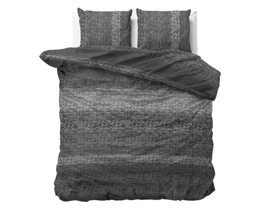 DH Flanel Gradient Knits Antraciet Dekbedovertrek - Dik flanel - Heerlijk warm - Zware kwaliteit