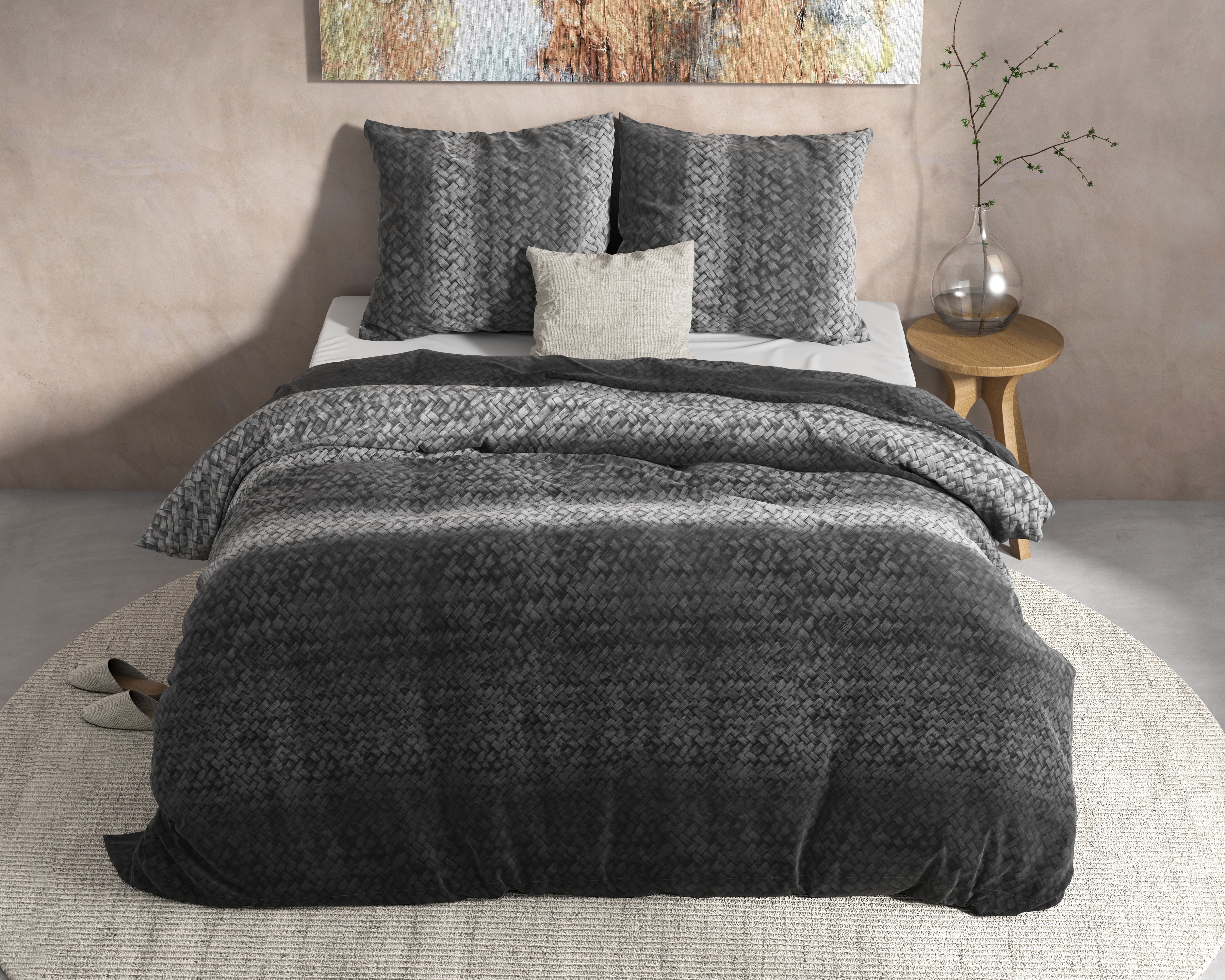 DH Flanel Gradient Knits Anthracite Duvet Cover - Thick flannel - Wonderfully warm - Heavy quality