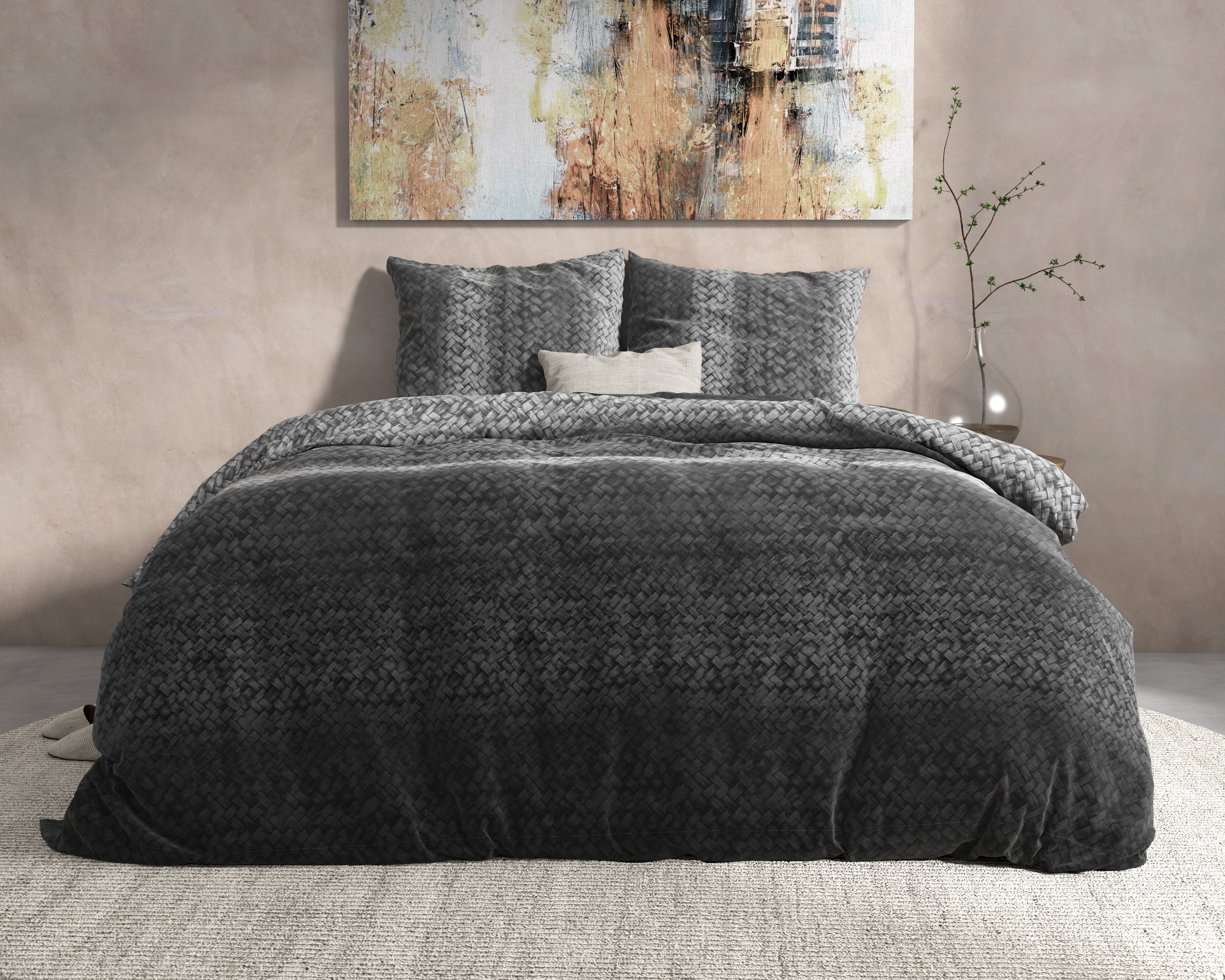 DH Flanel Gradient Knits Anthracite Duvet Cover - Thick flannel - Wonderfully warm - Heavy quality