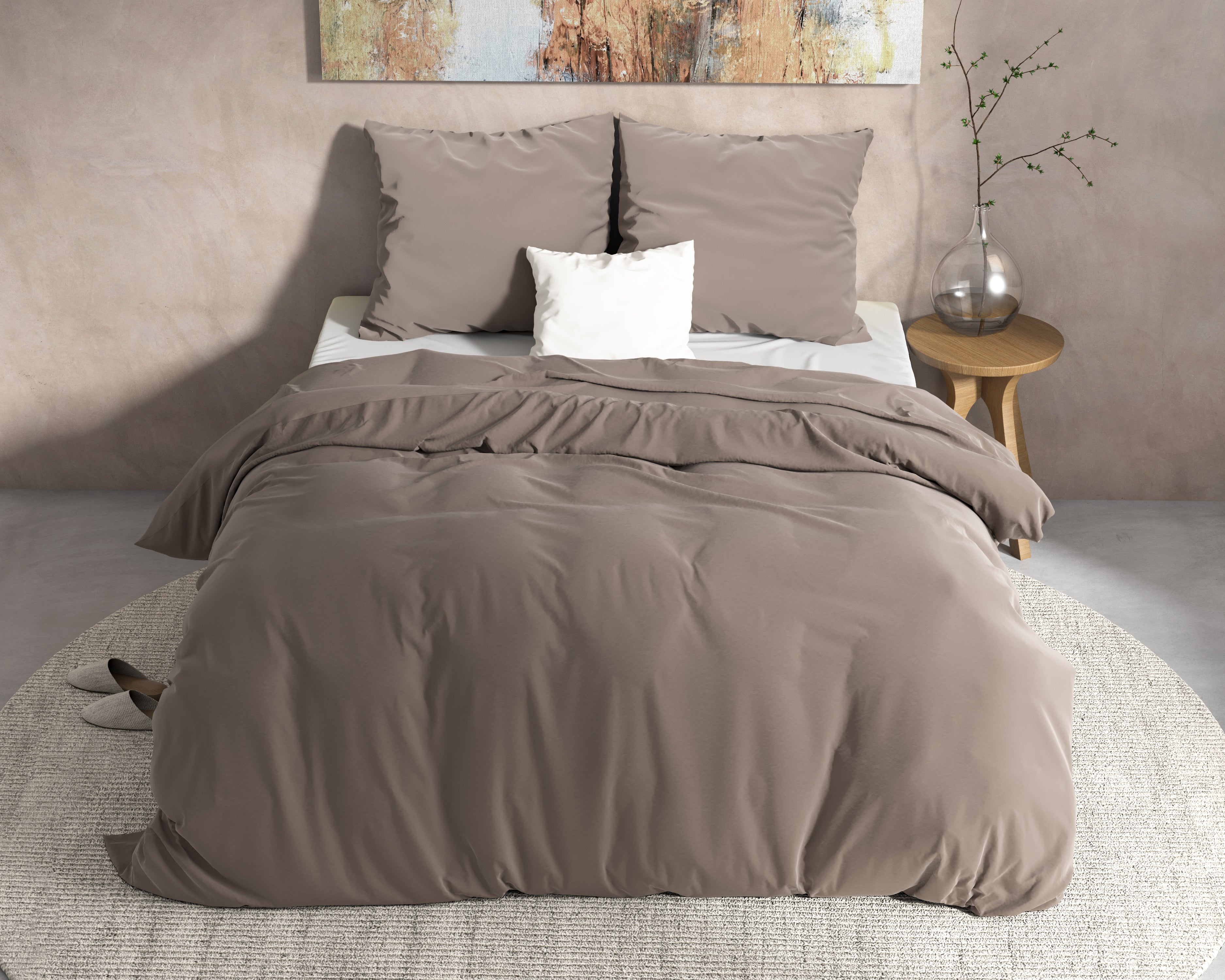 DH Flanel Mendez Taupe Dekbedovertrek - Dik flanel - Heerlijk warm - Zware kwaliteit