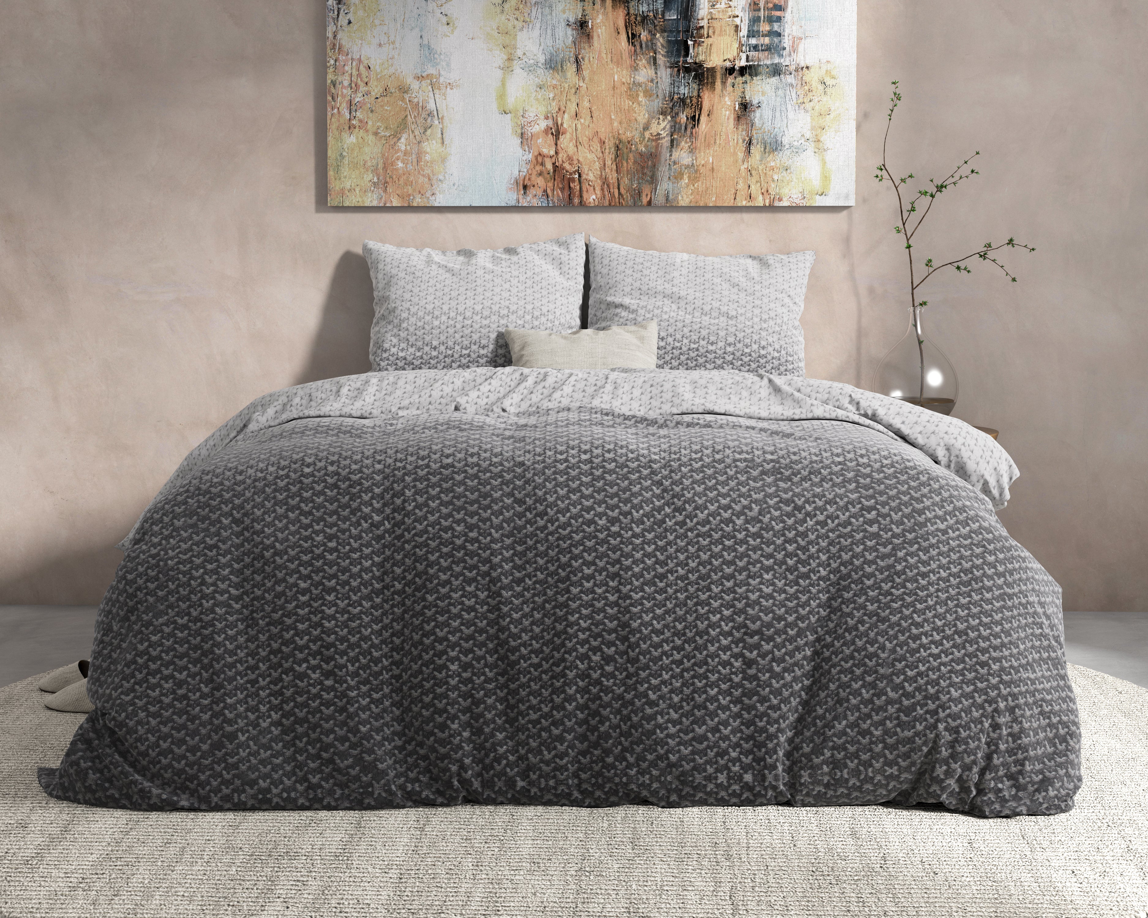 DH Flanel Tamar Grey Dekbedovertrek - Dik flanel - Heerlijk warm - Zware kwaliteit
