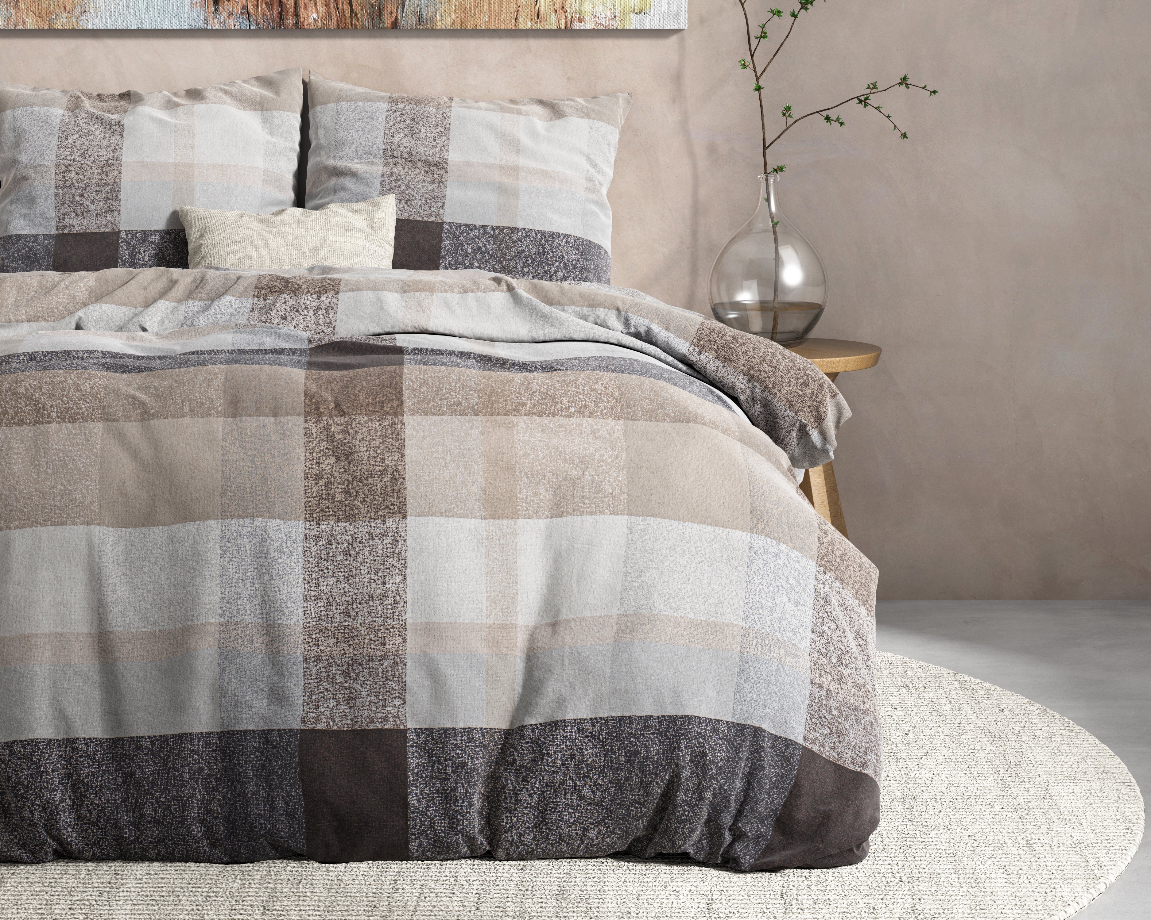 DH Flanel Thor Taupe Duvet Cover - Thick flannel - Wonderfully warm - Heavy quality