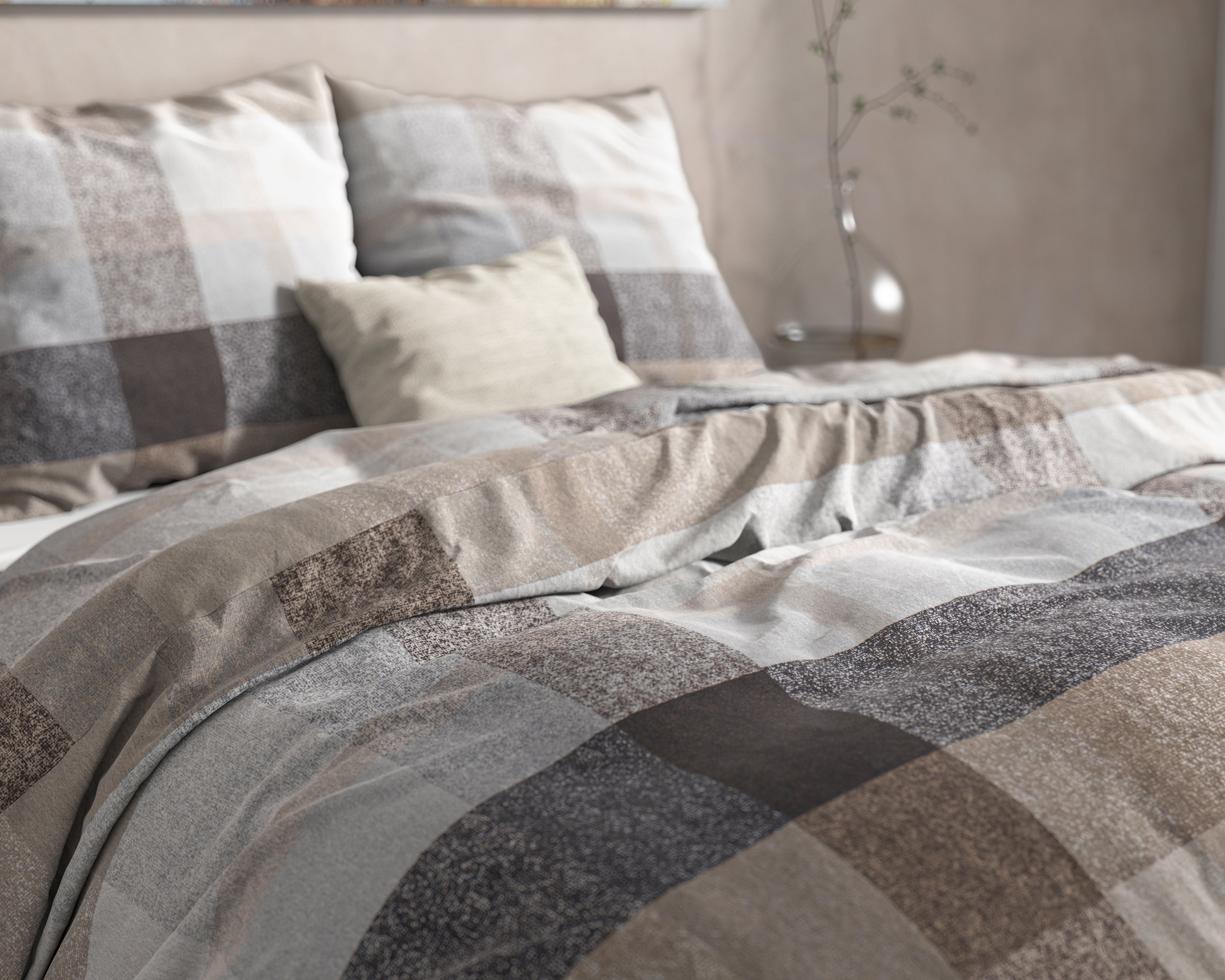 DH Flanel Thor Taupe Duvet Cover - Thick flannel - Wonderfully warm - Heavy quality