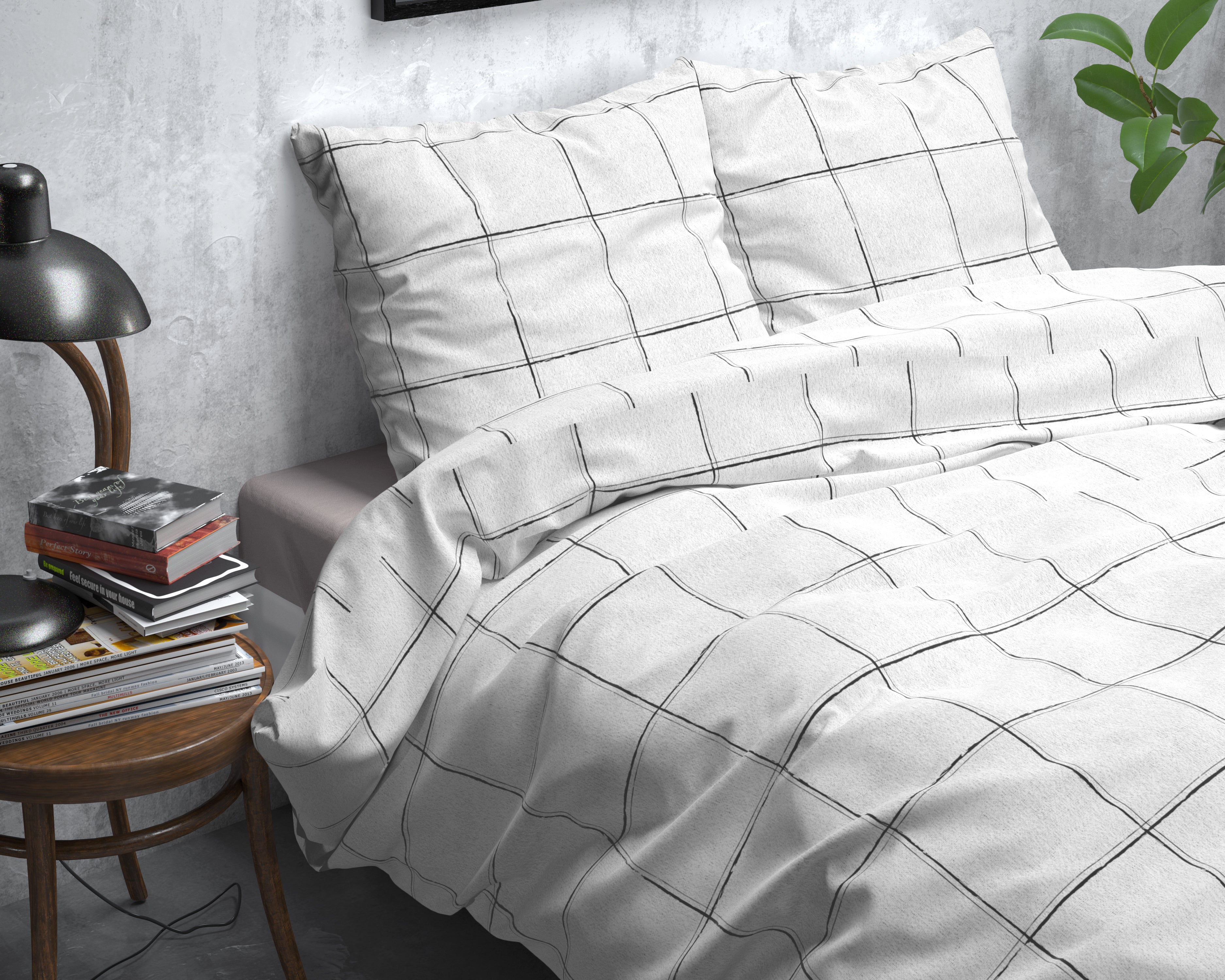 Deep check Flanel Dekbedovertrek Wit - Heerlijk warm - Leuke prints - Comfortabel zacht