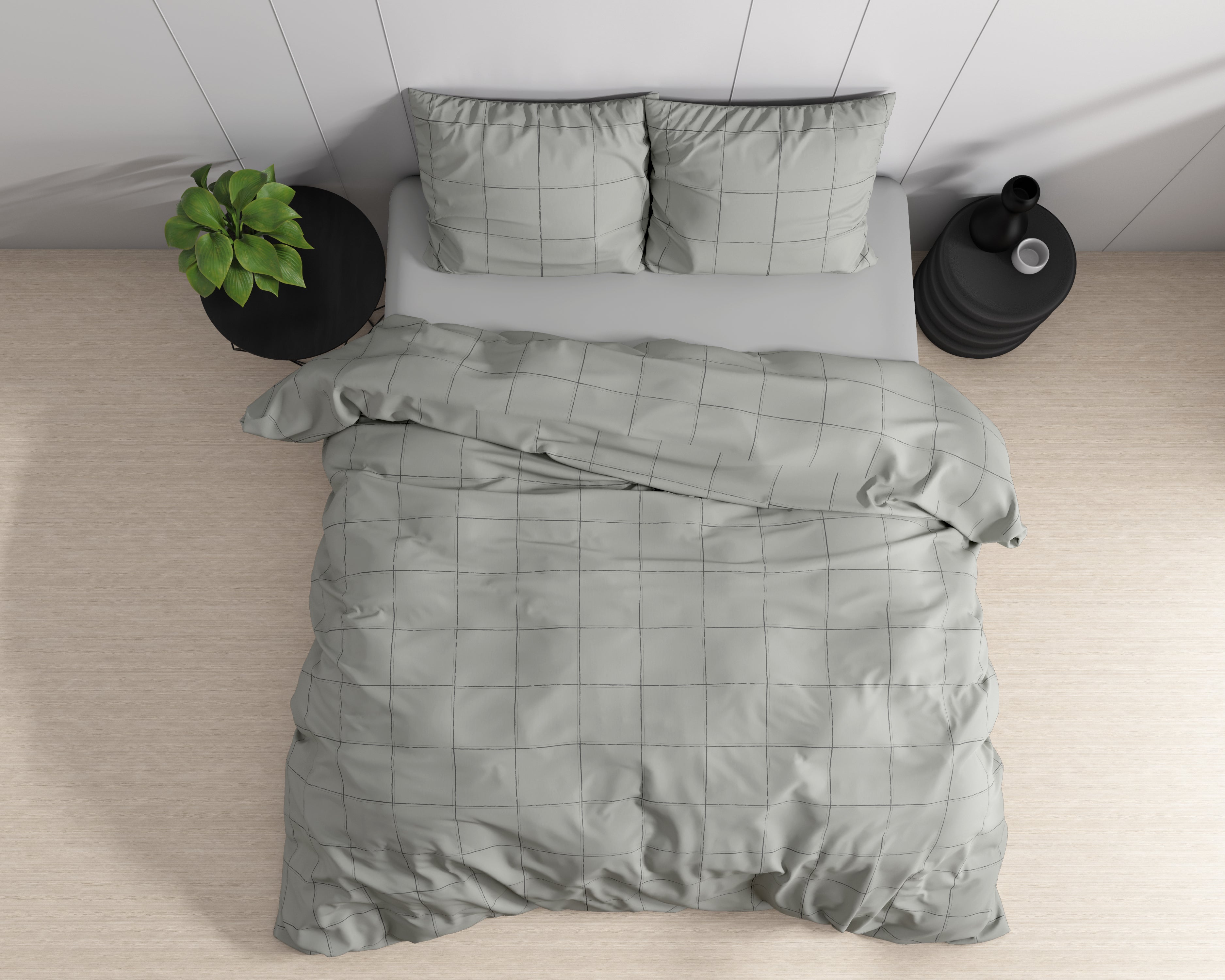 Deep check Grey Duvet Cover - Luxury Satin - High quality - Trendy prints