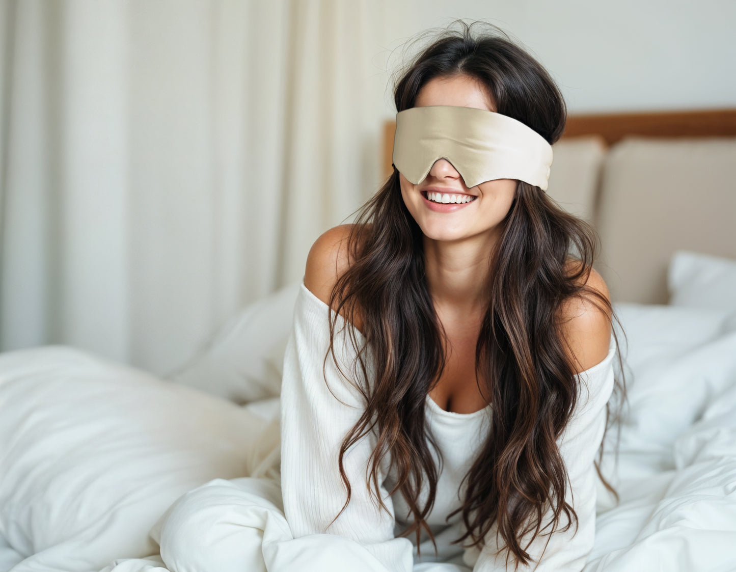 Deepsleep Mask Beige 68 x 12 - Geschikt voor elke huid – Ultra zacht – Voorkomen van huid irritatie