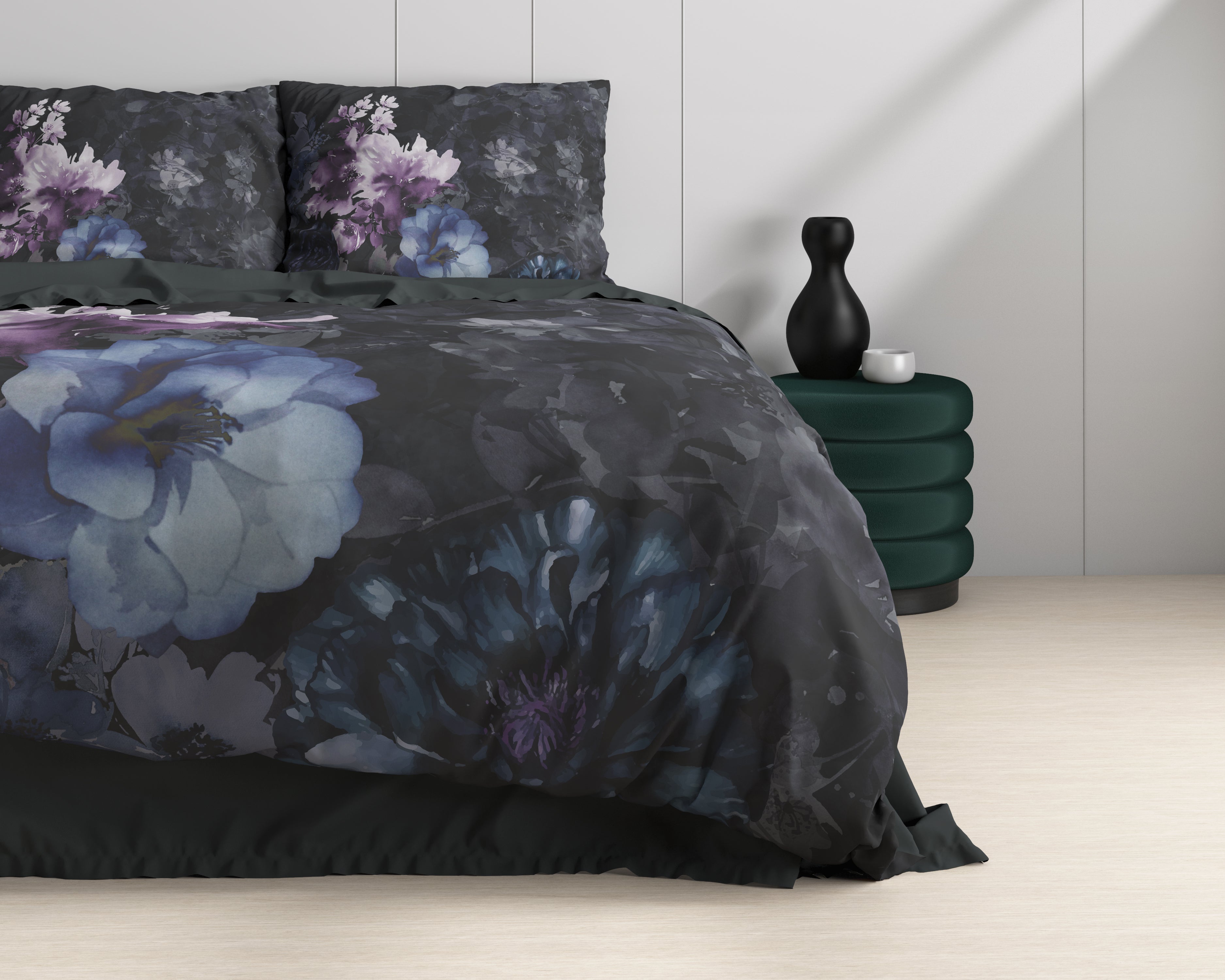 Delora Dekbedovertrek Zwart - Luxe Satijn - Hoge kwaliteit - Trendy prints