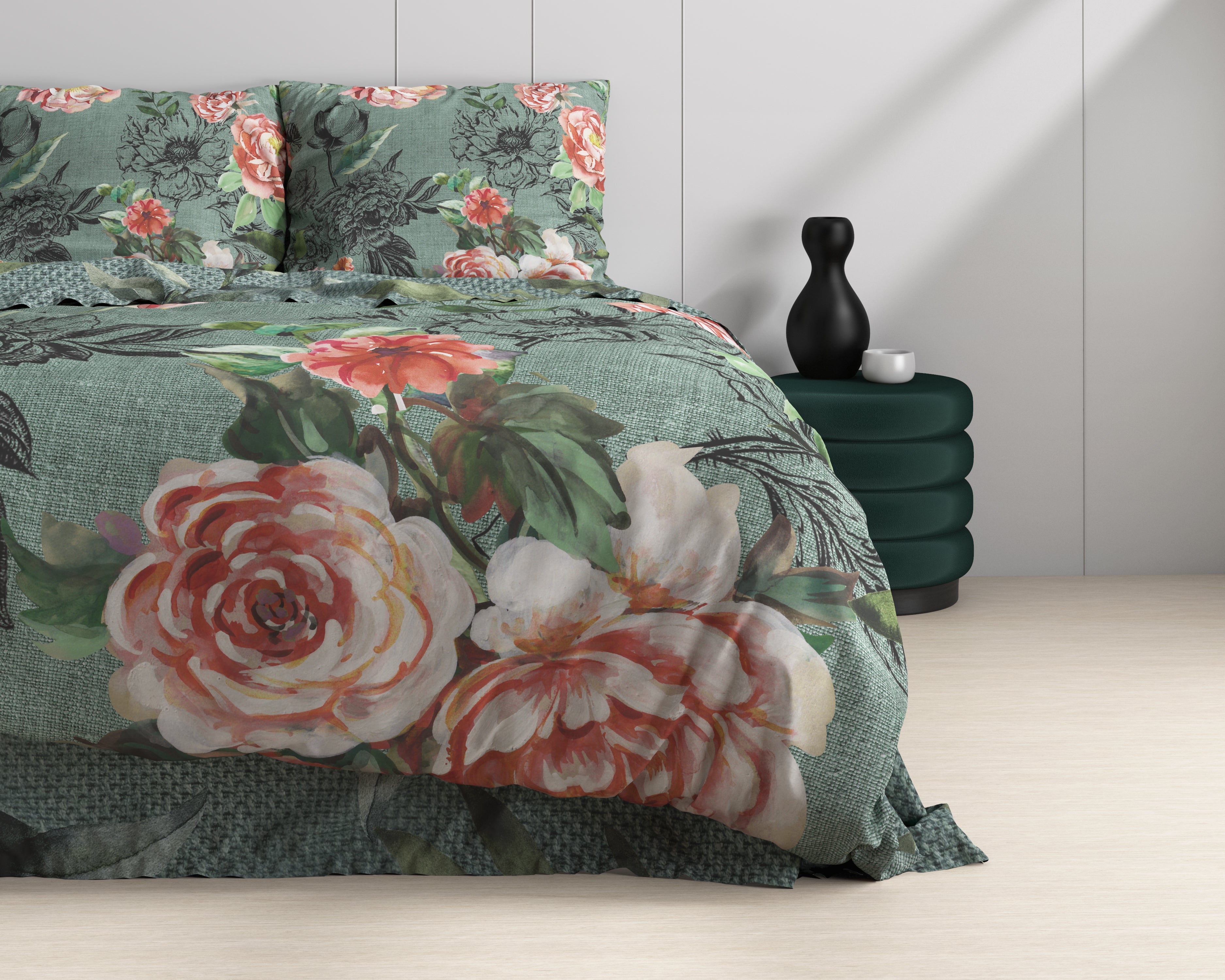 Diana Groen Katoenen Dekbedovertrek