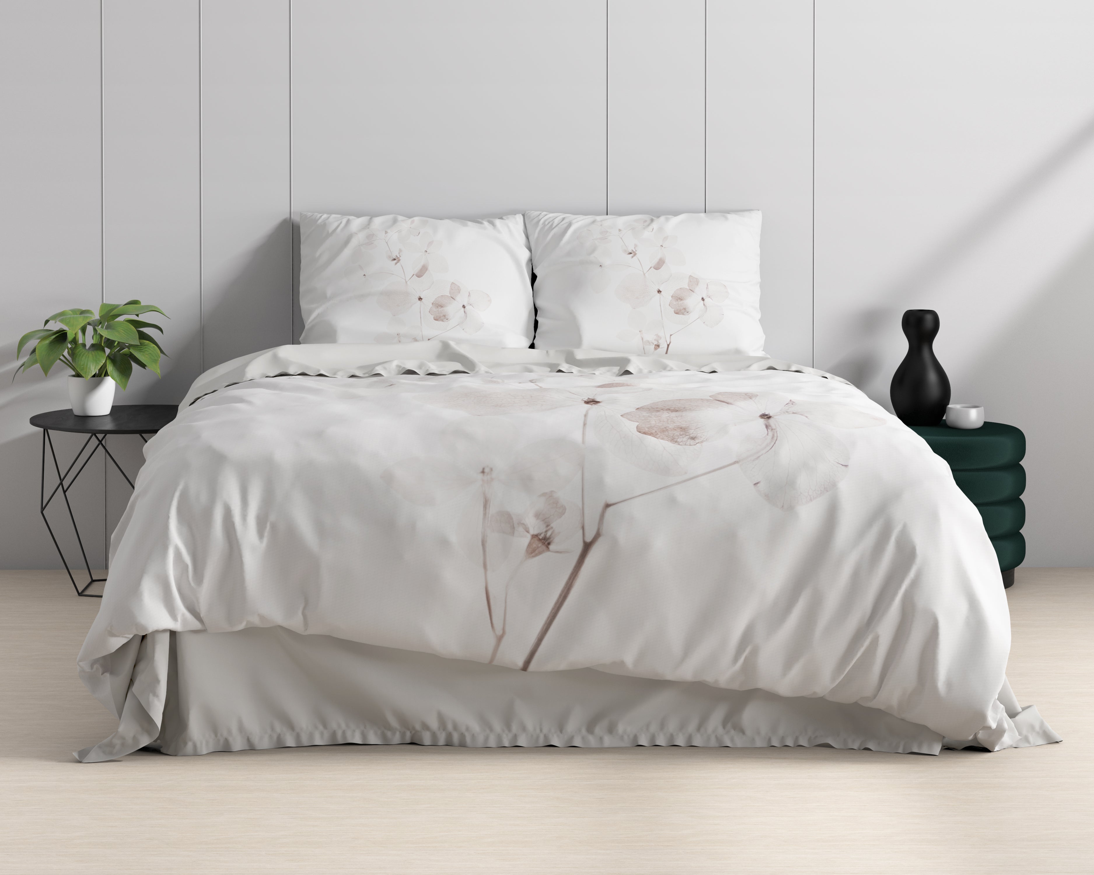 Dira Wit Dekbedovertrek - Luxe Satijn - Hoge kwaliteit - Trendy prints