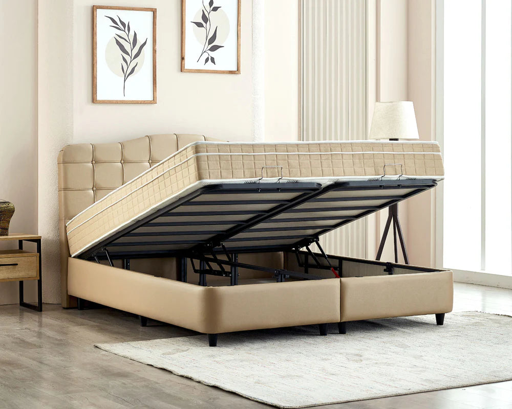 Dreamhouse Boxspring met opbergruimte Marrakech Kunstleer Taupe