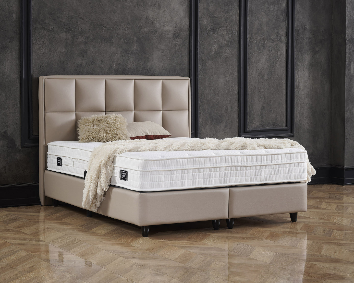 Dreamhouse Boxspring met opbergruimte Miami Kunstleer Taupe